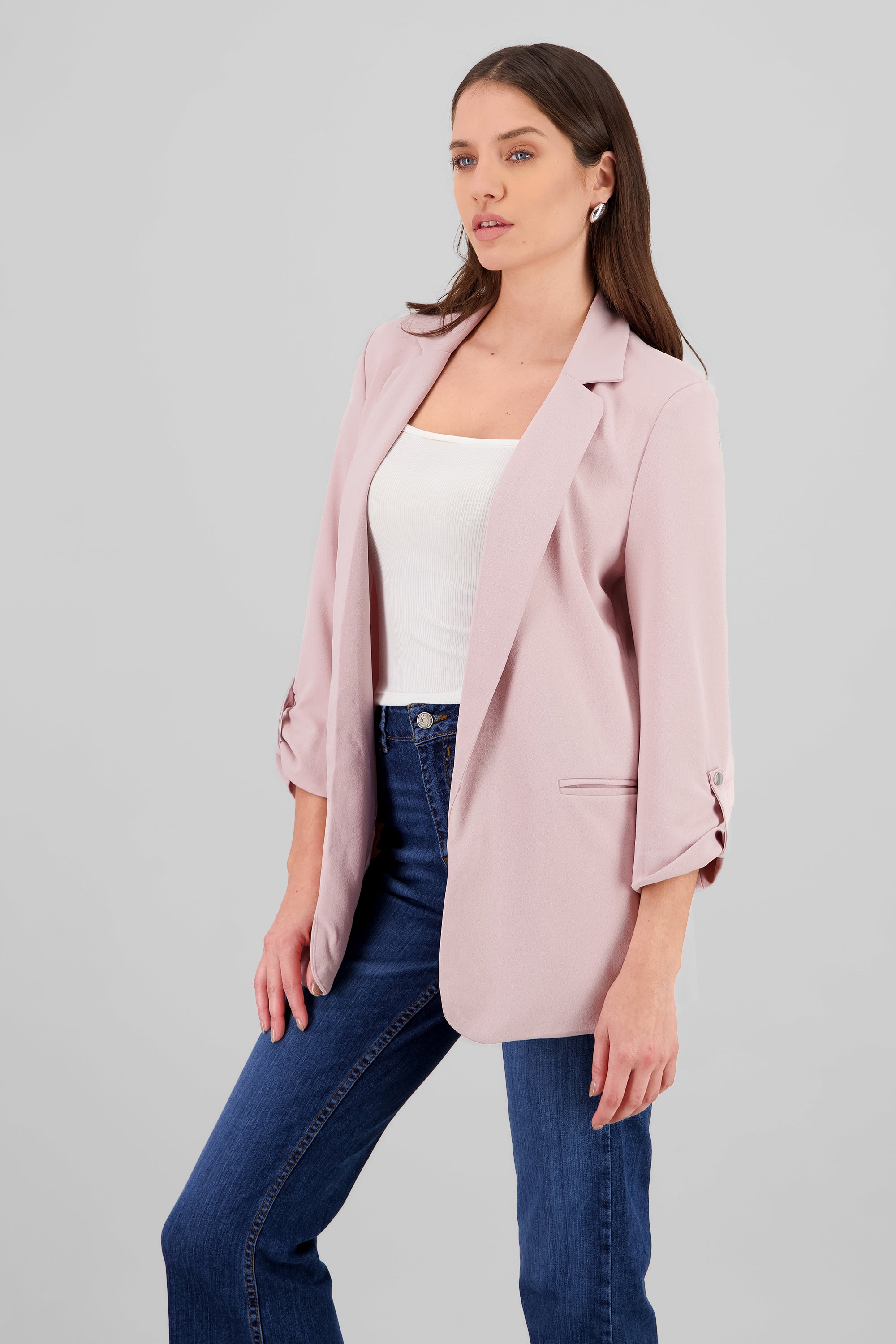 Blazer manga 3/4 con boton liso ROSA