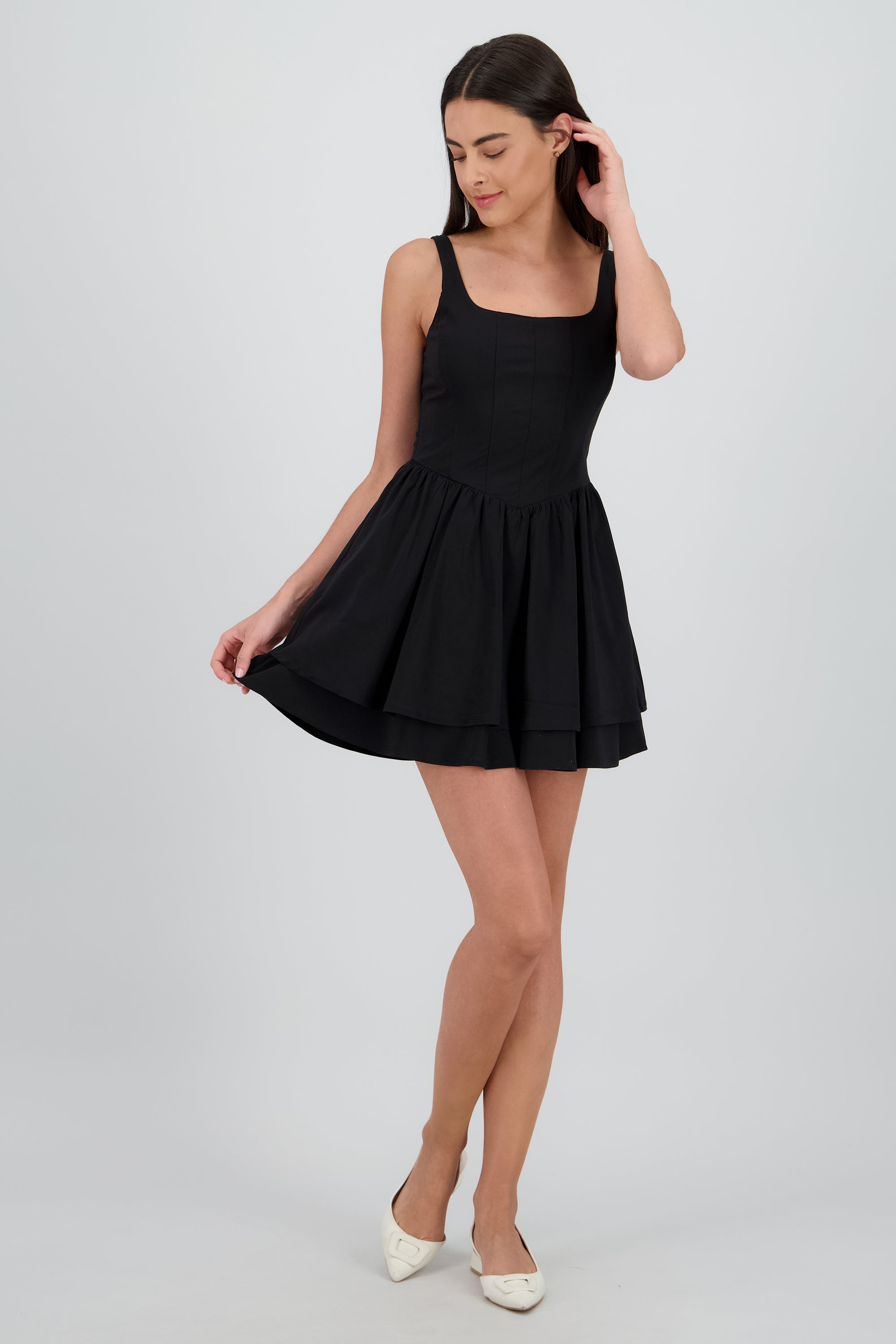 Vestido mini efecto globo NEGRO