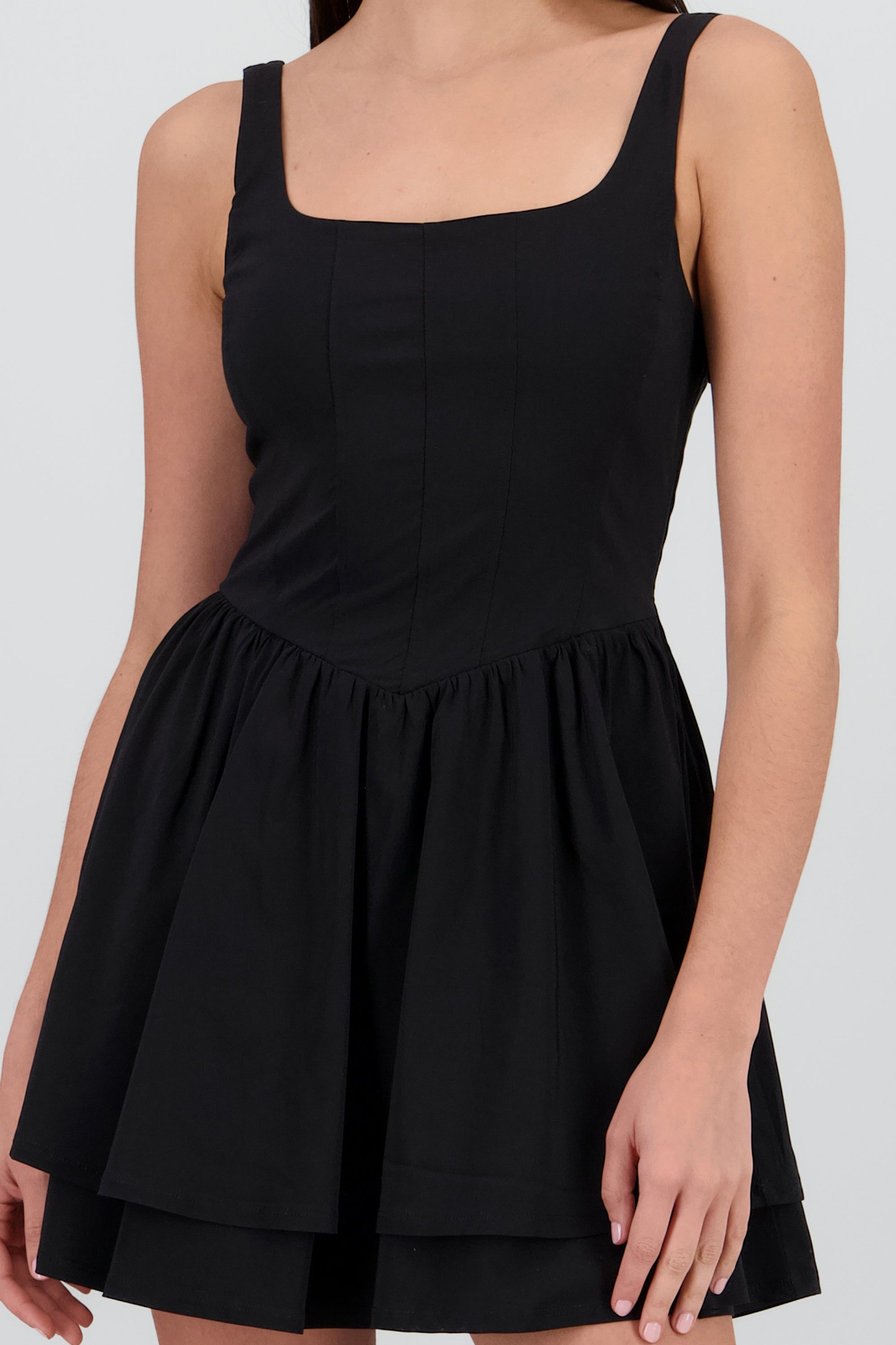 Vestido mini efecto globo NEGRO