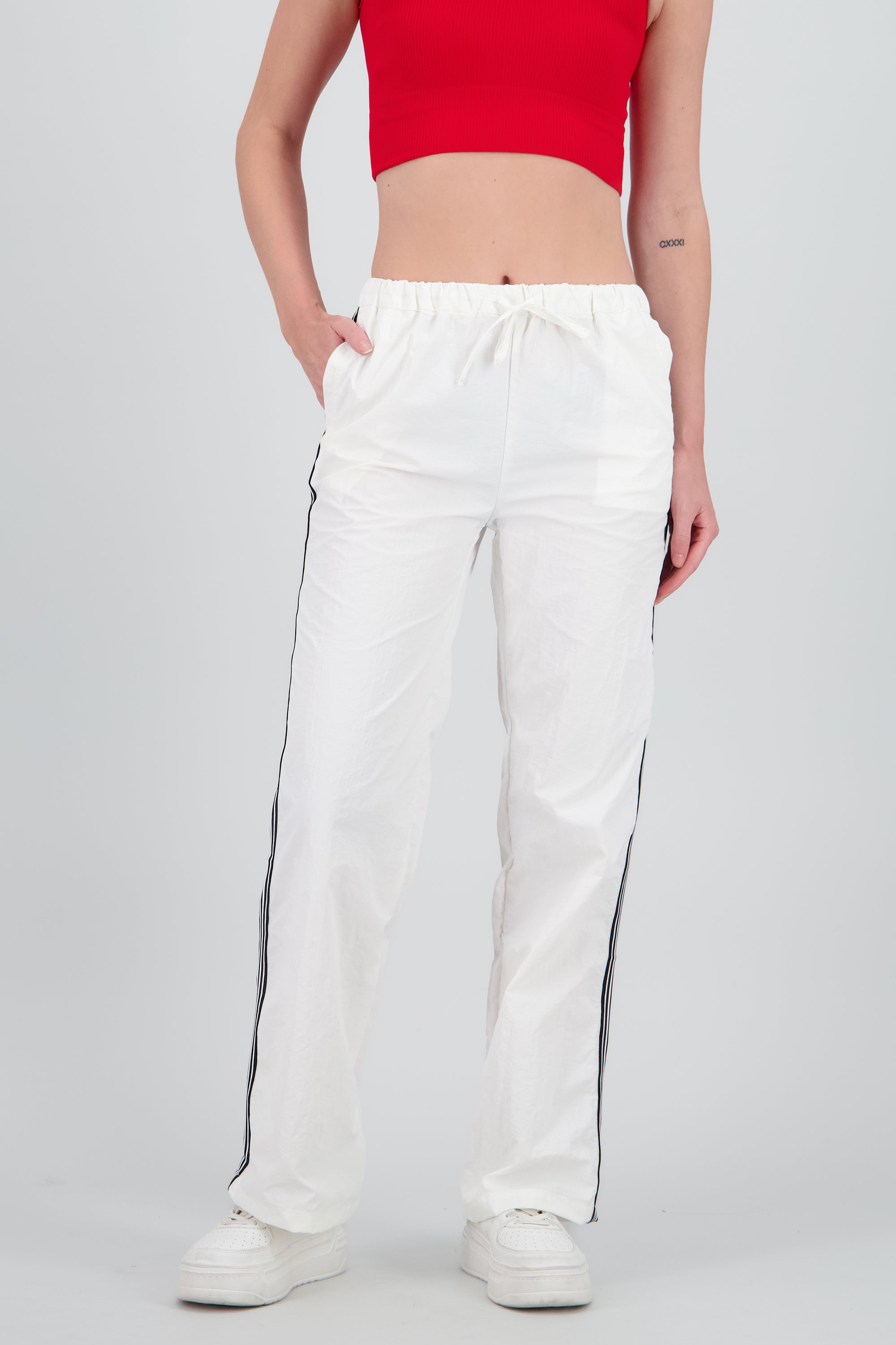 Pantalones lisos rayas nylon BLANCO