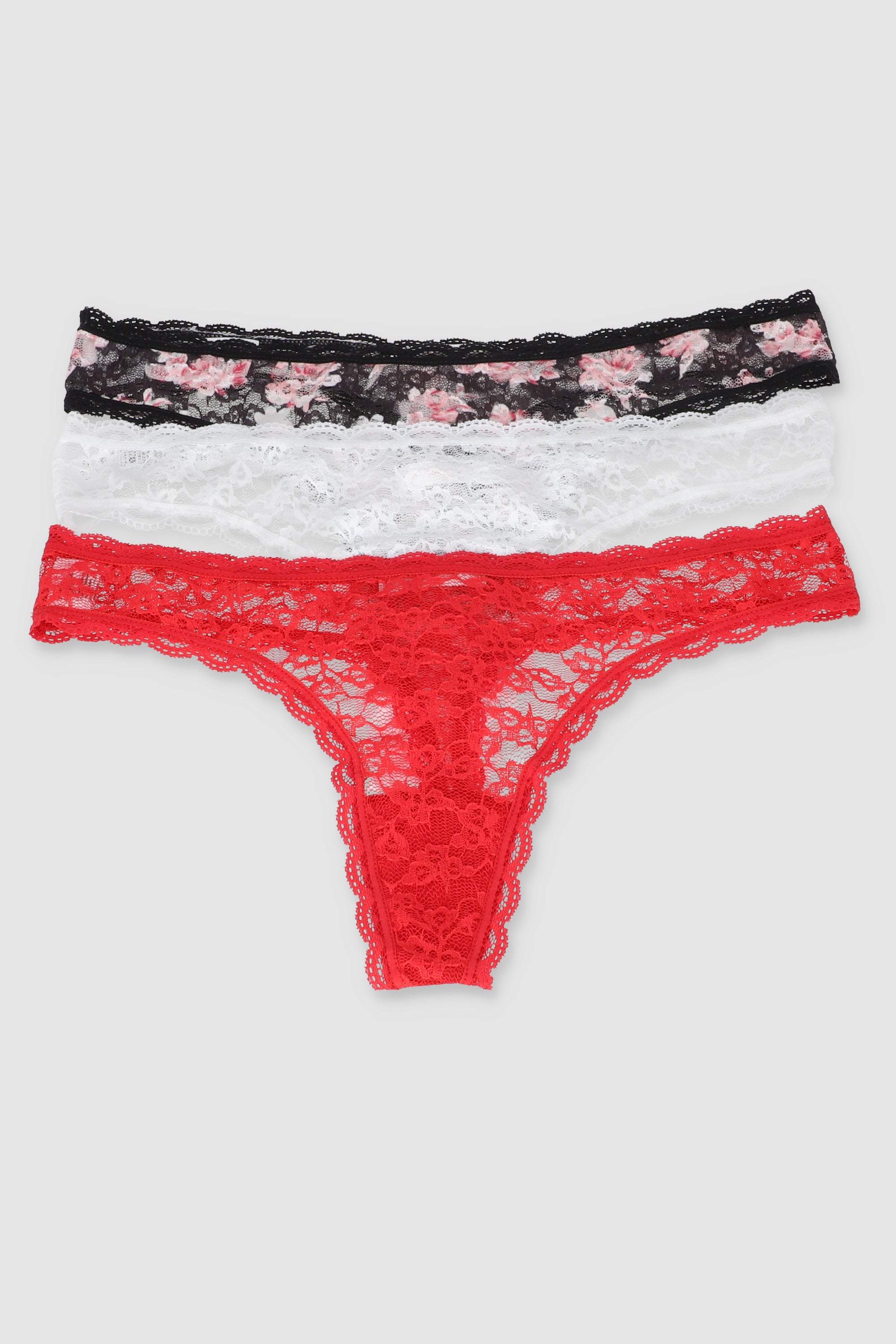 Tripack tanga encaje ROJO COMBO