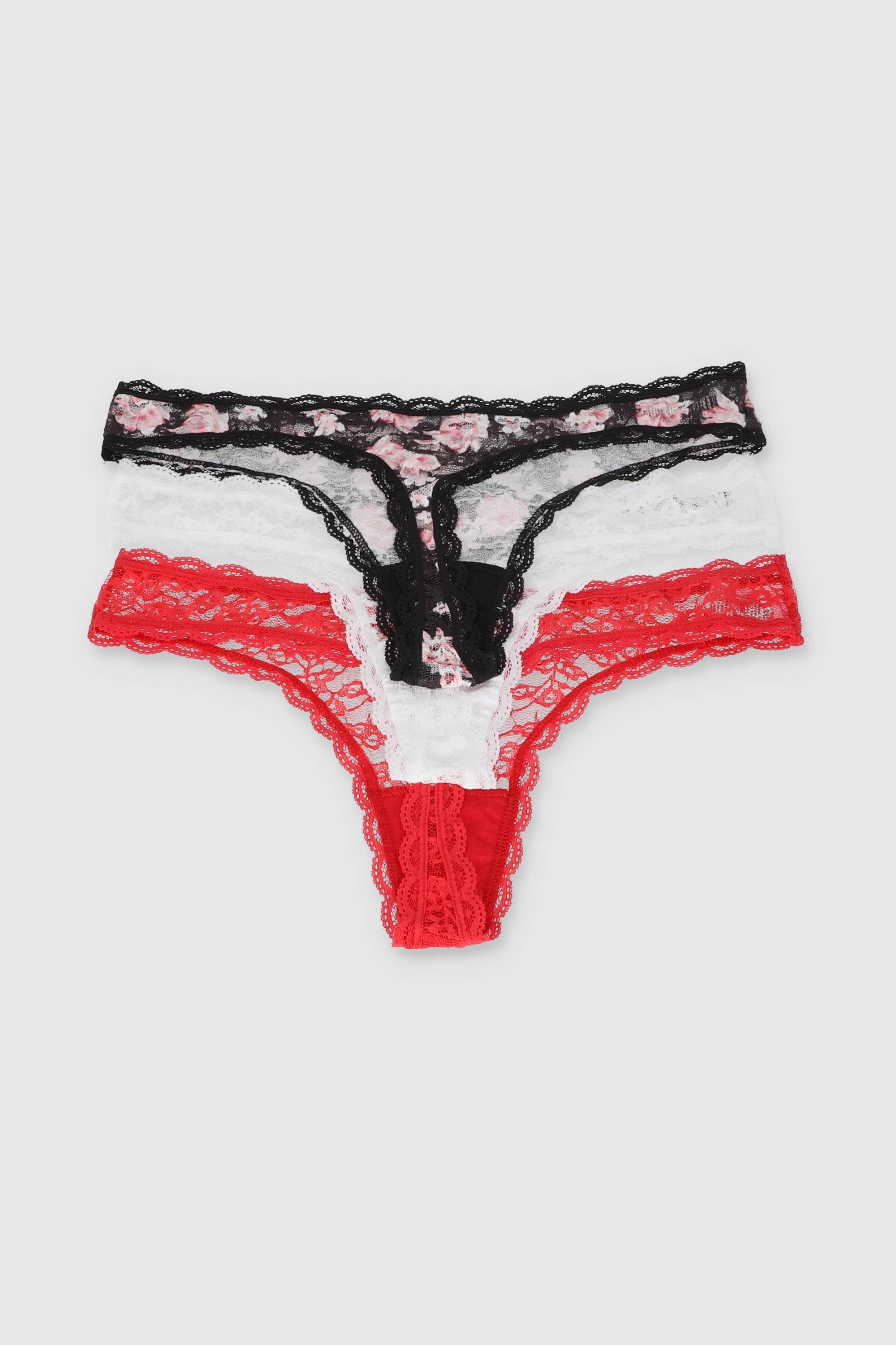 Tripack tanga encaje ROJO COMBO
