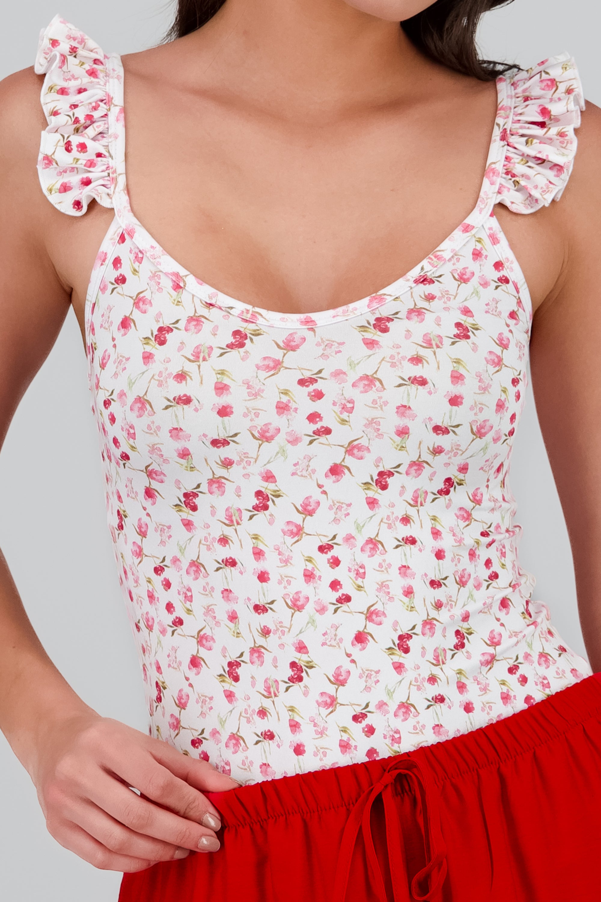 Bodysuit tirantes olan estampado flores BLANCO COMBO