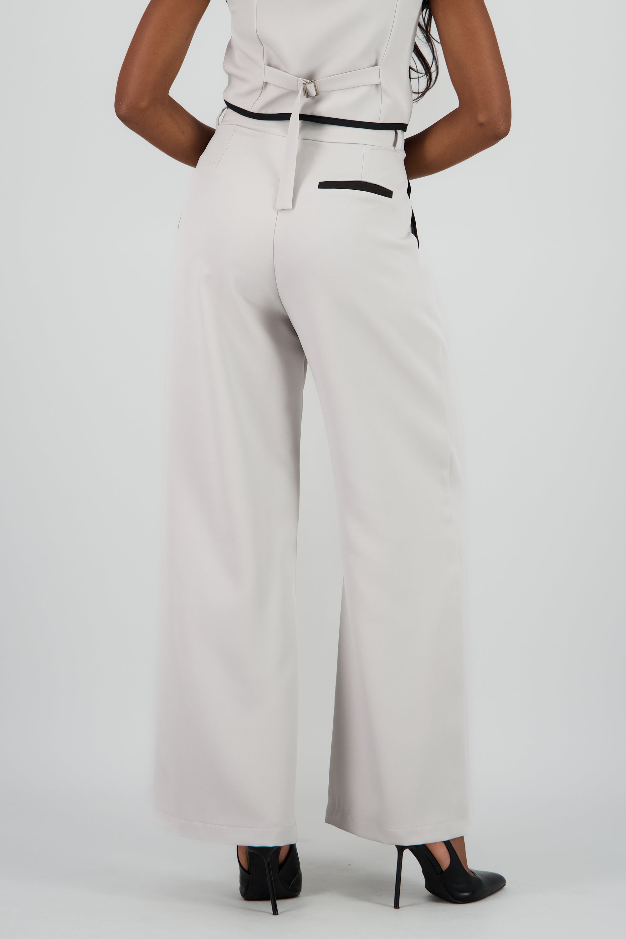Pantalon sastre con pinza detalle contraste Hyp GRIS