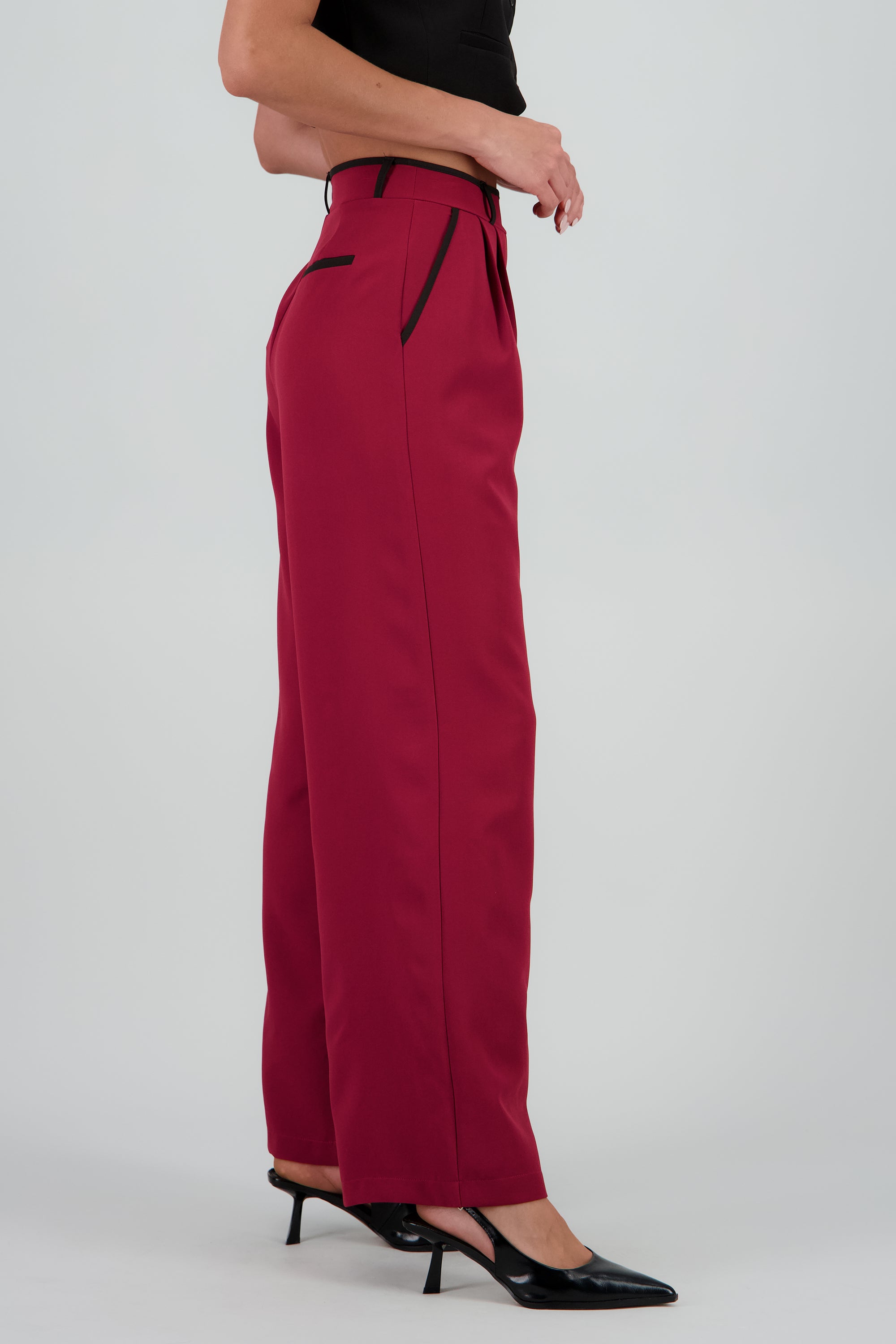 Pantalon sastre con pinza detalle contraste Hyp VINO COMBO