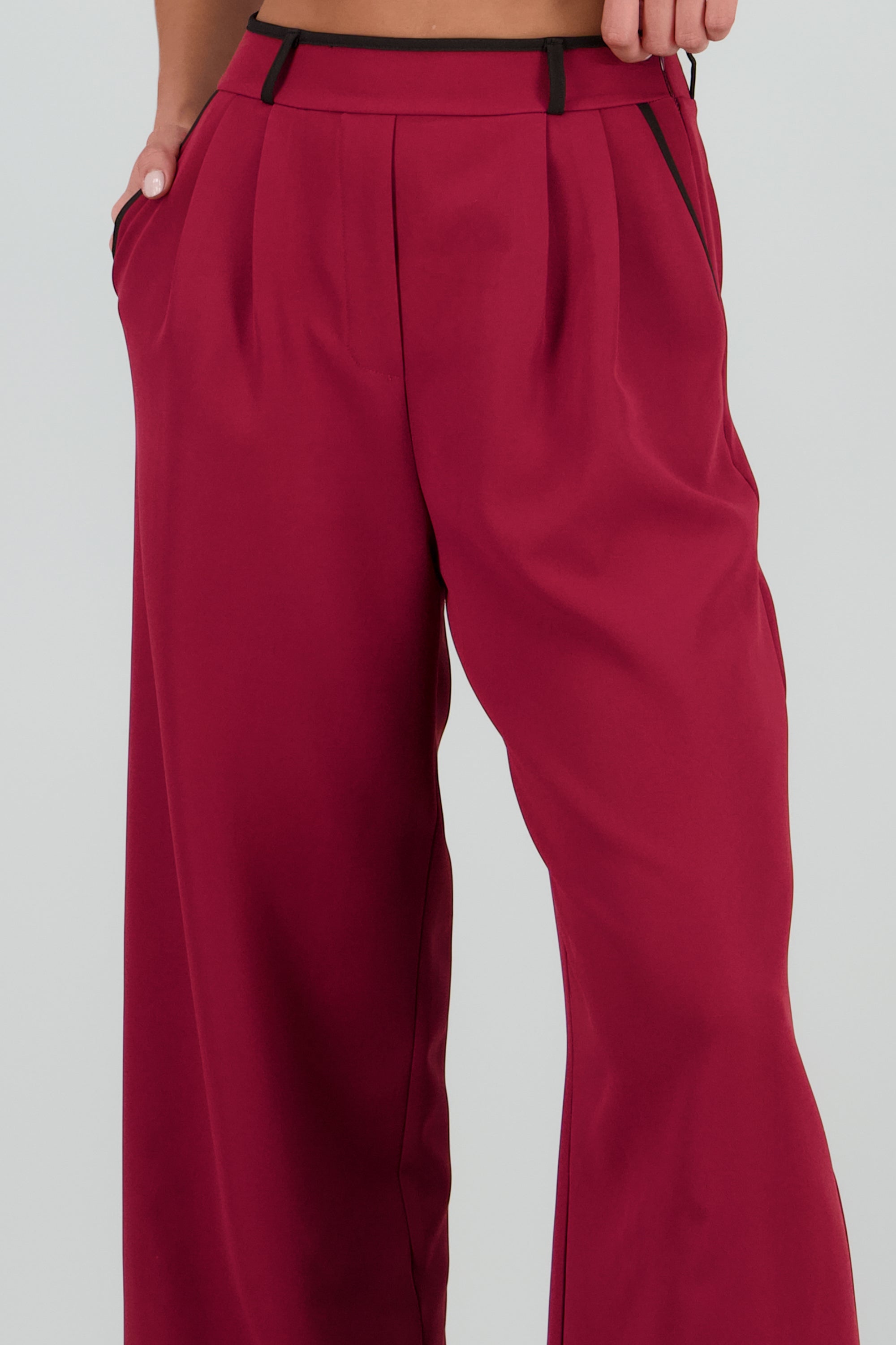 Pantalon sastre con pinza detalle contraste Hyp VINO COMBO