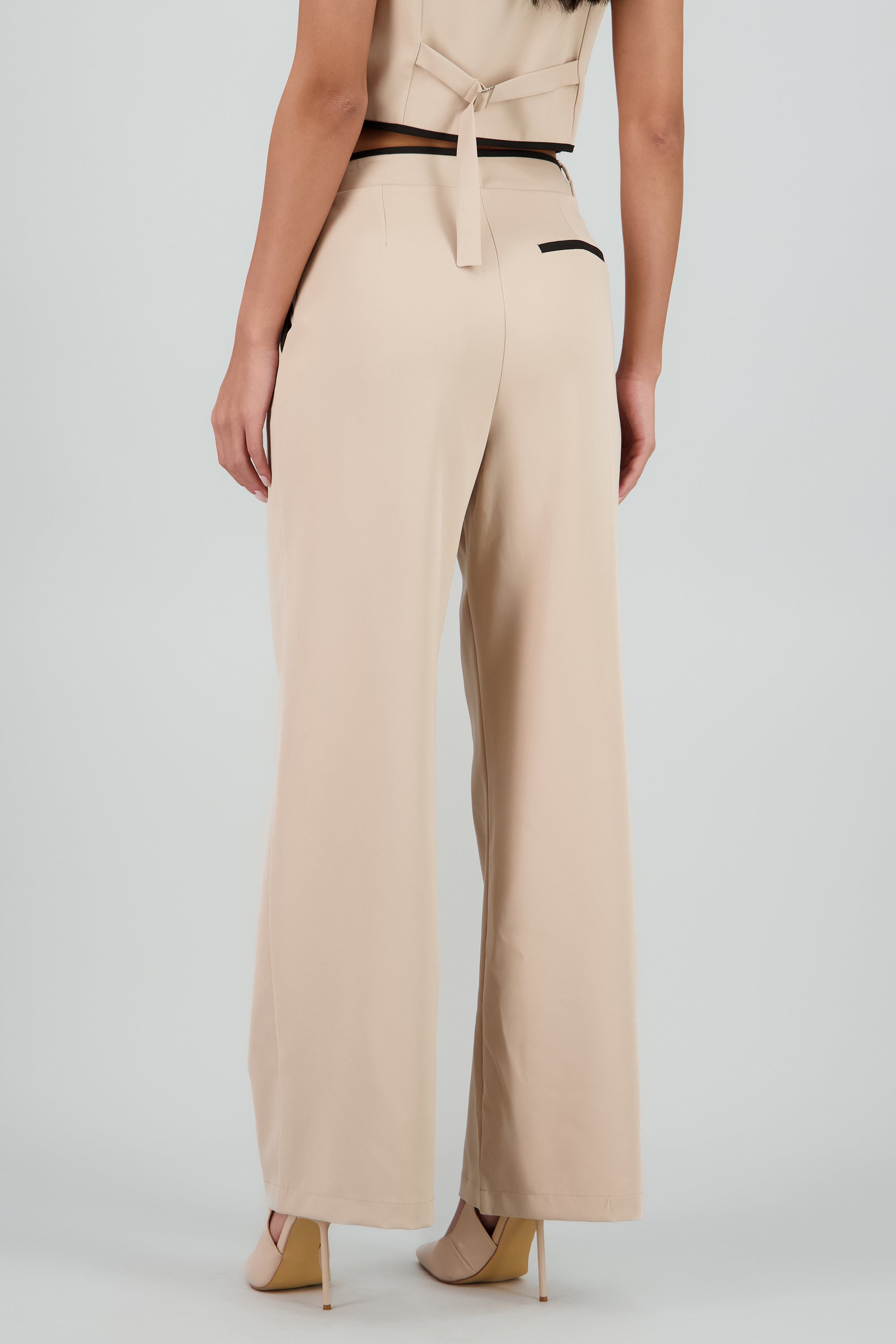 Pantalon sastre con pinza detalle contraste Hyp KHAKI COMBO