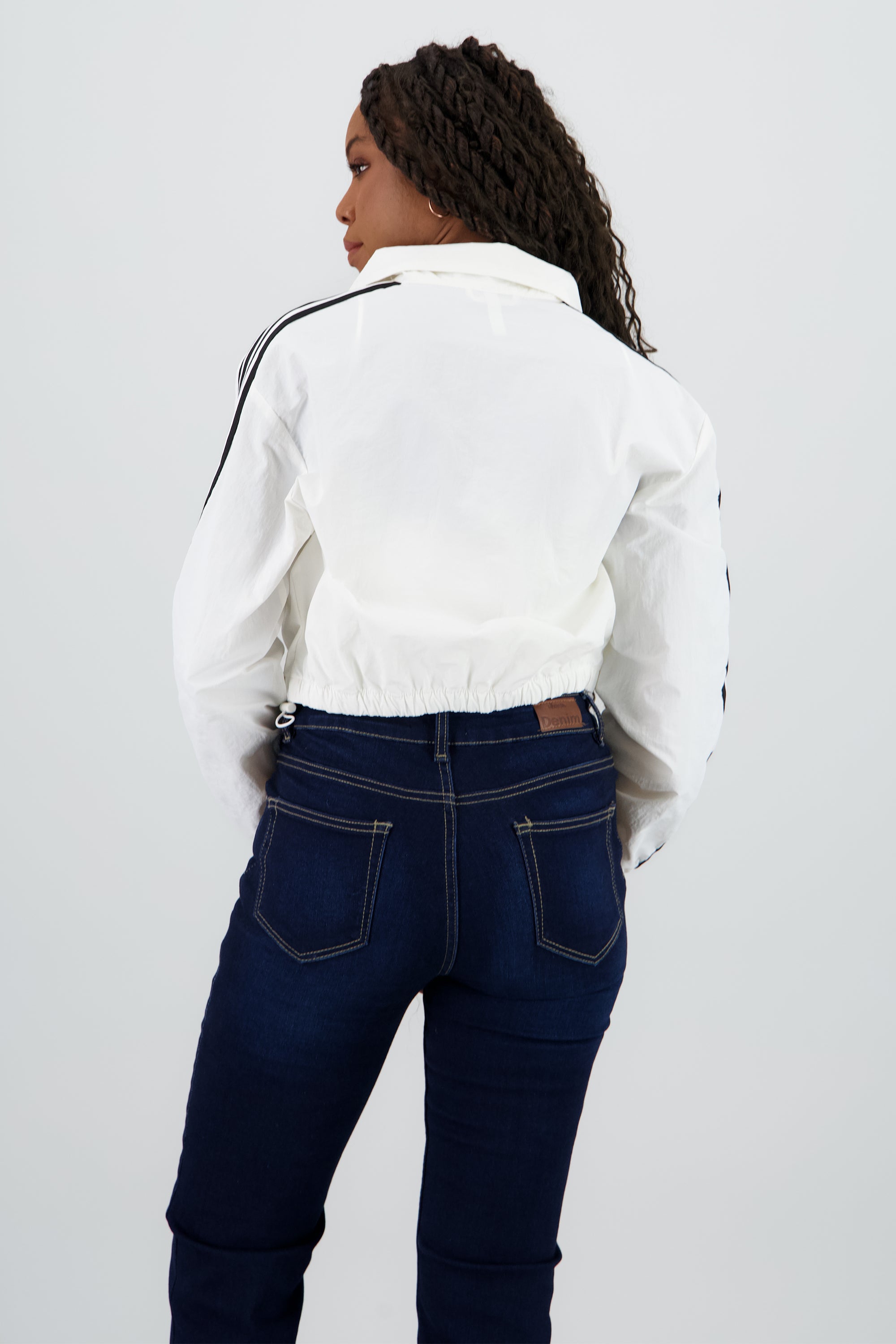 Chamarra nylon lineas costados BLANCO