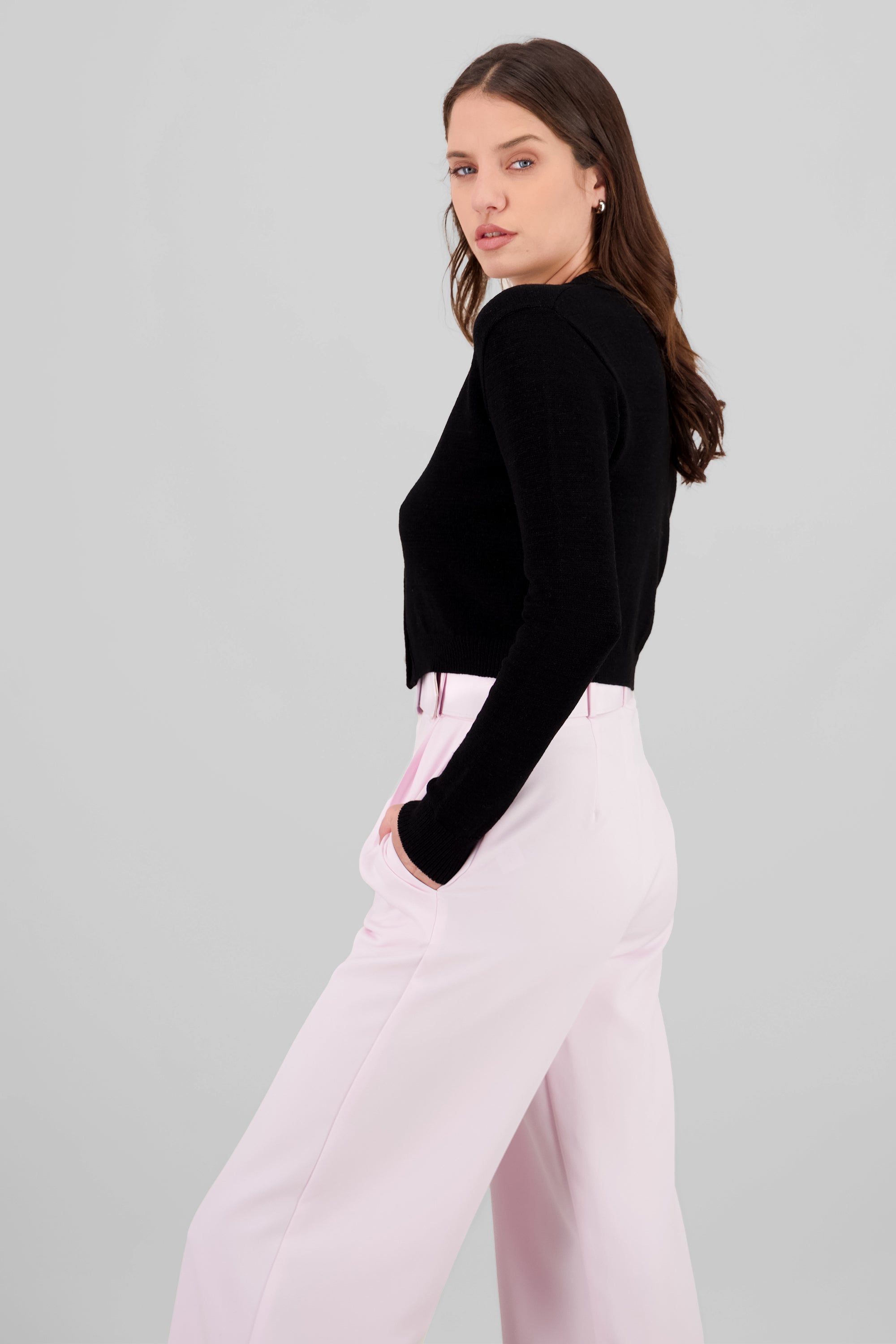 Cardigan con cuello redondo botones dorados Hyp NEGRO