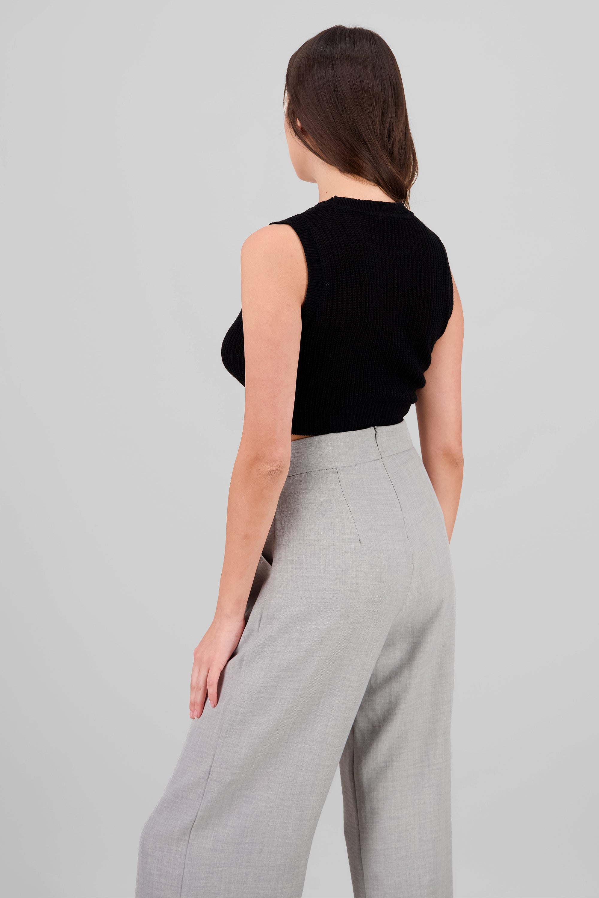 Crop top tejido de punto NEGRO