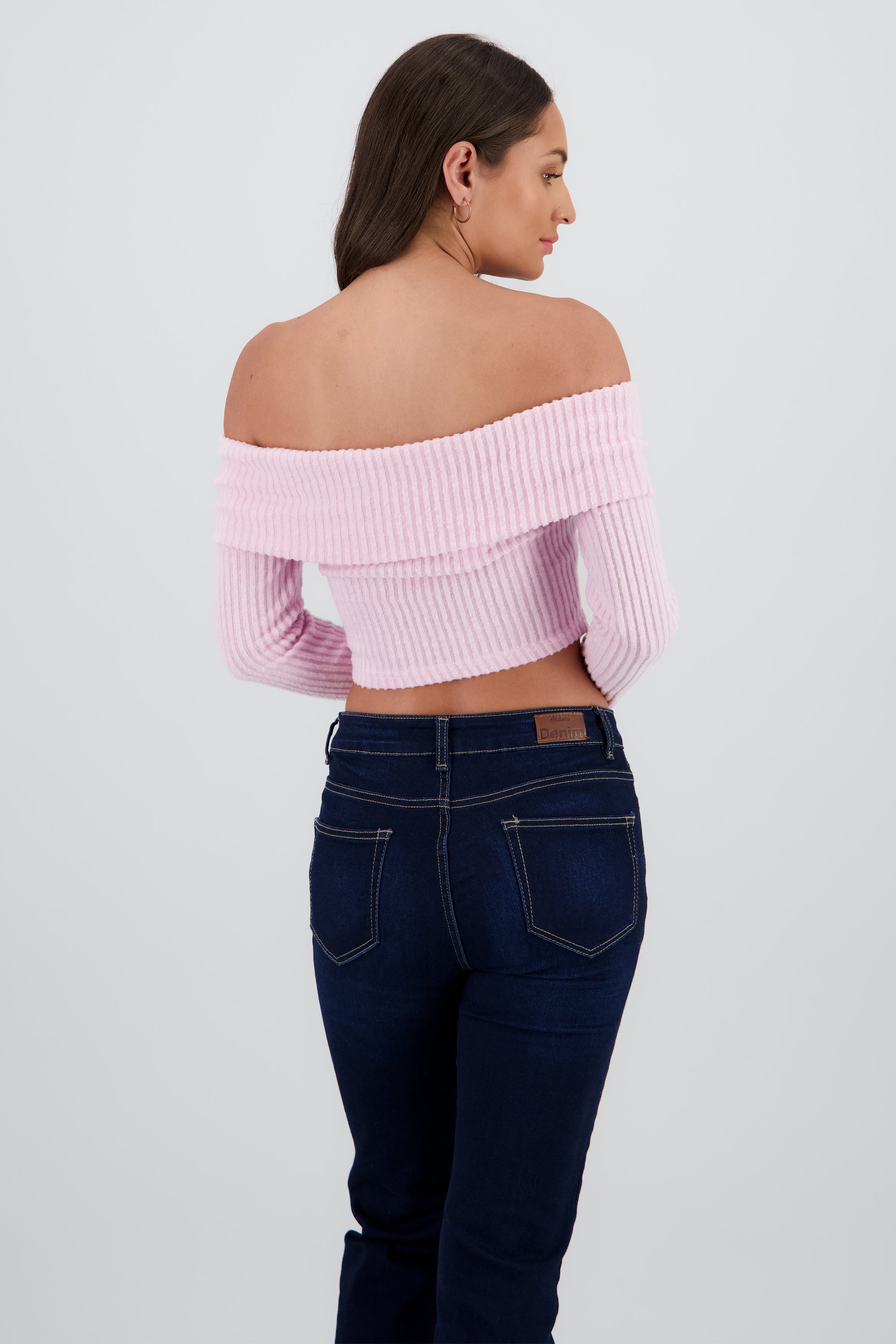 Top off shoulder liso tipo rib PALO DE ROSA