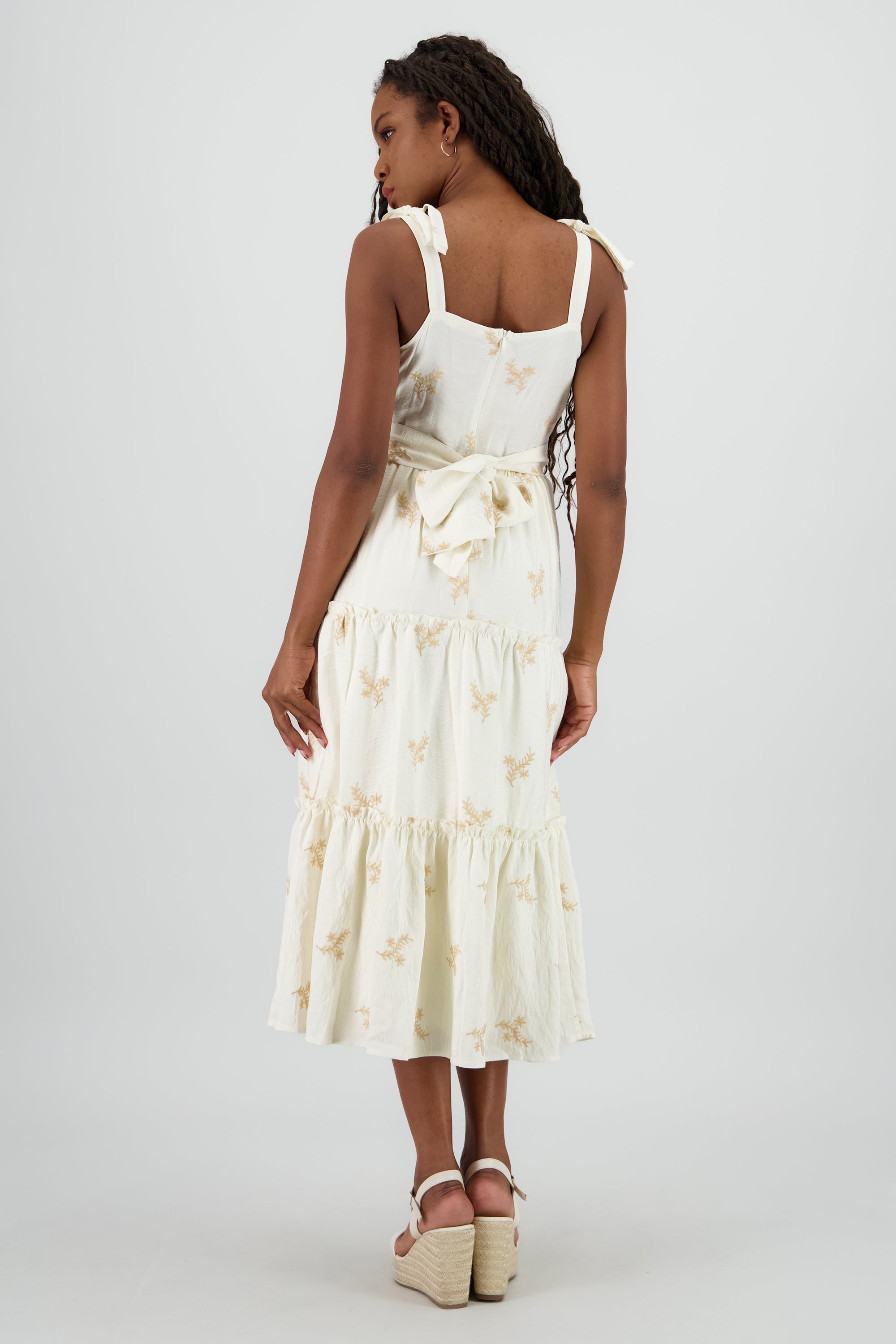 Vestido maxi con bordado de flores ARENA