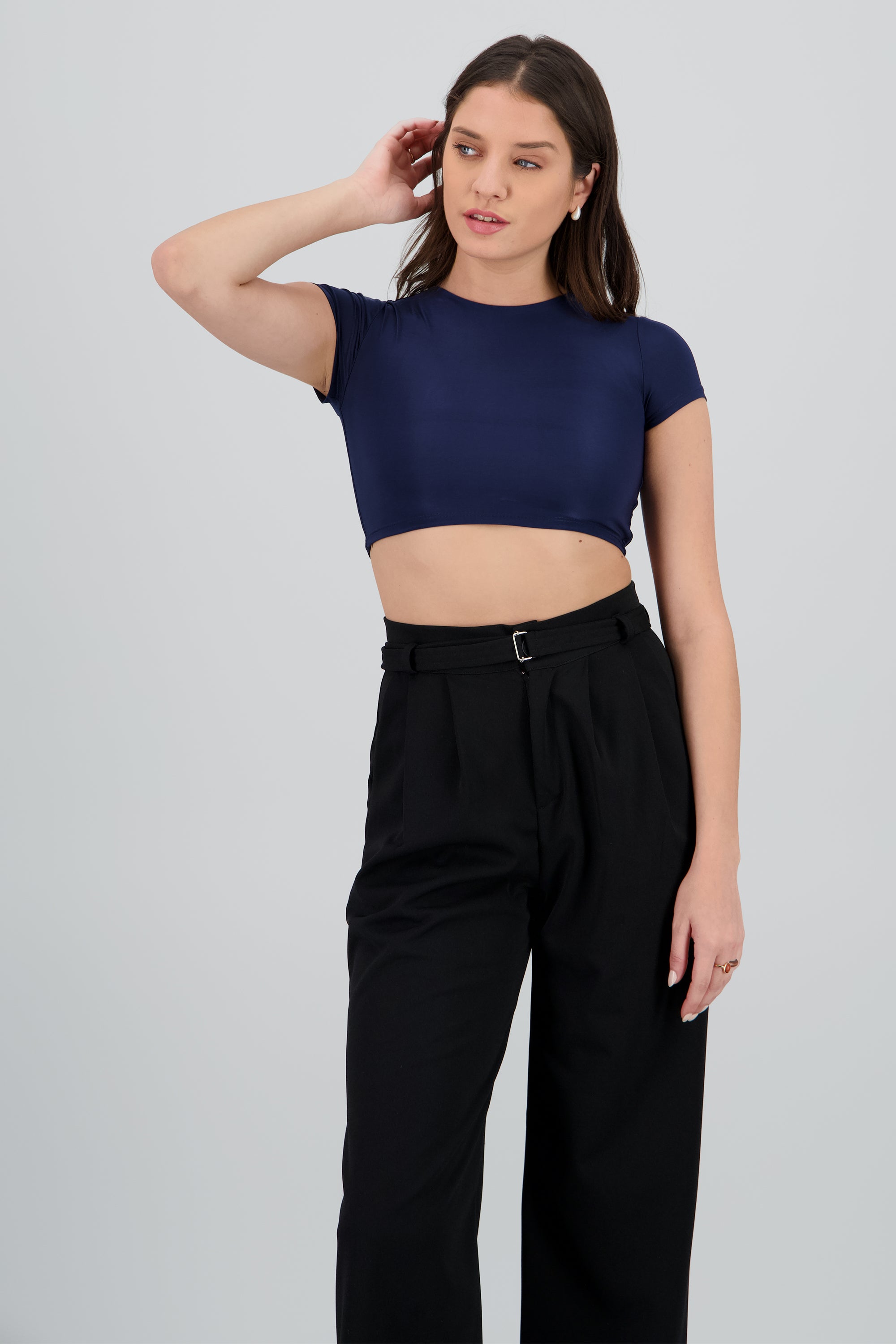 Top crop doble tela manga corta MARINO