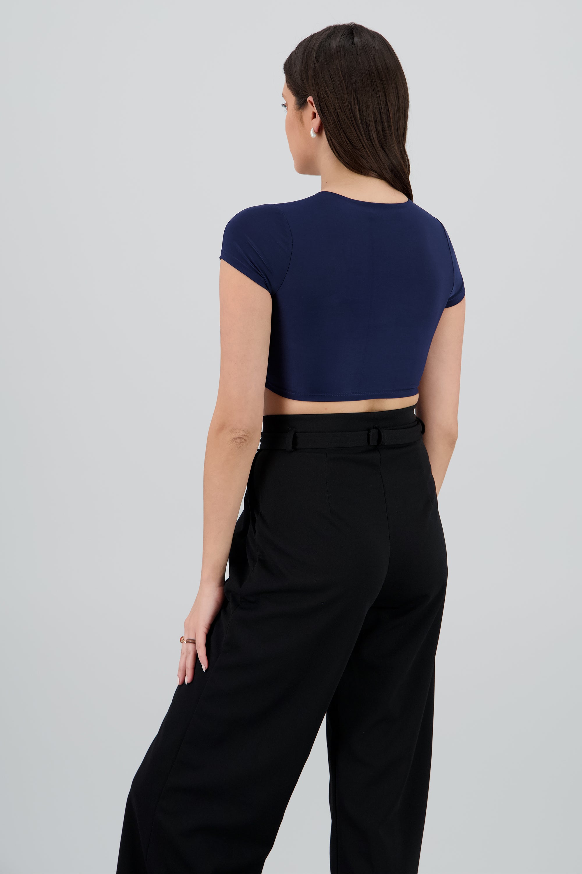 Top crop doble tela manga corta MARINO