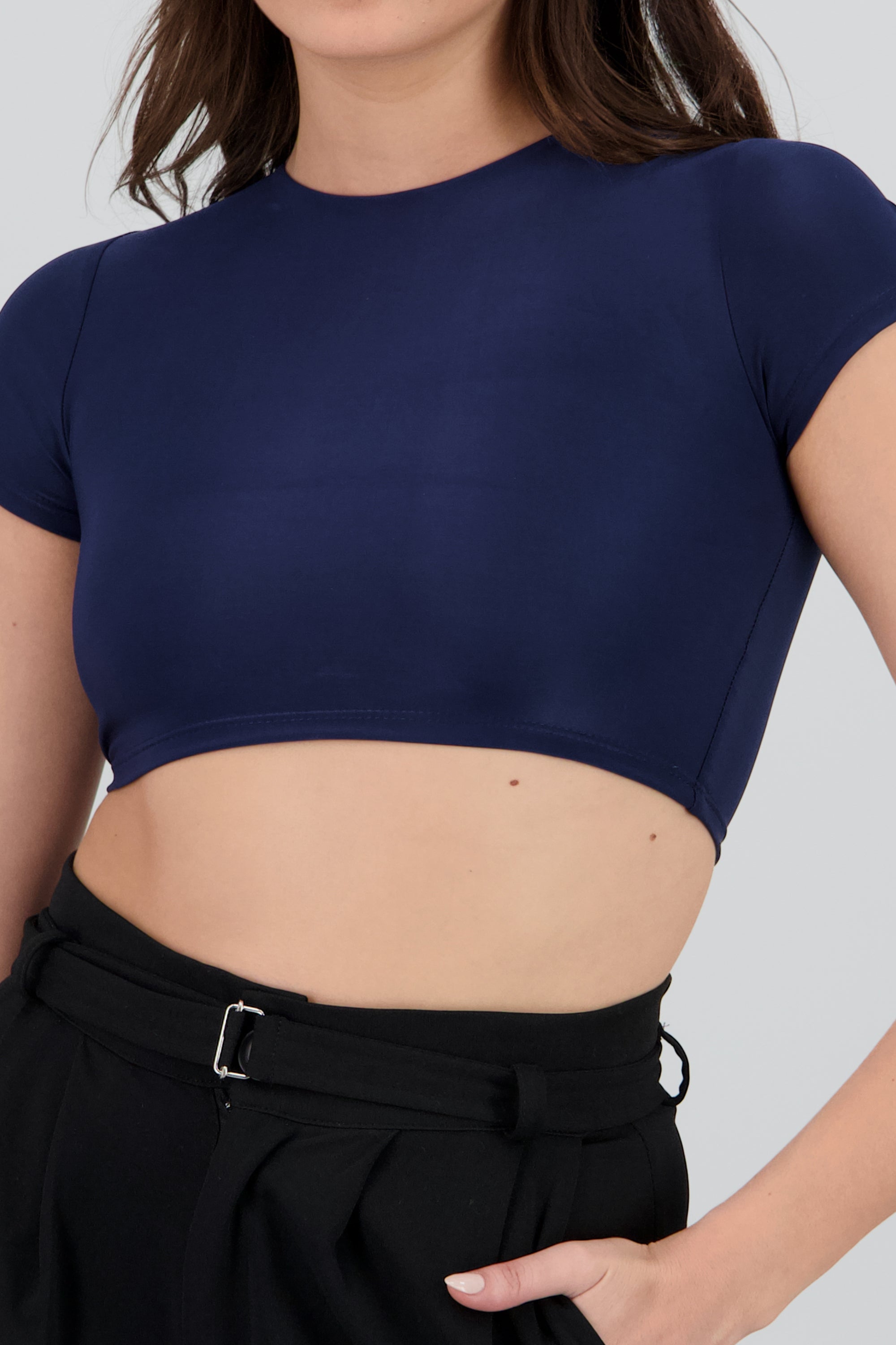Top crop doble tela manga corta MARINO