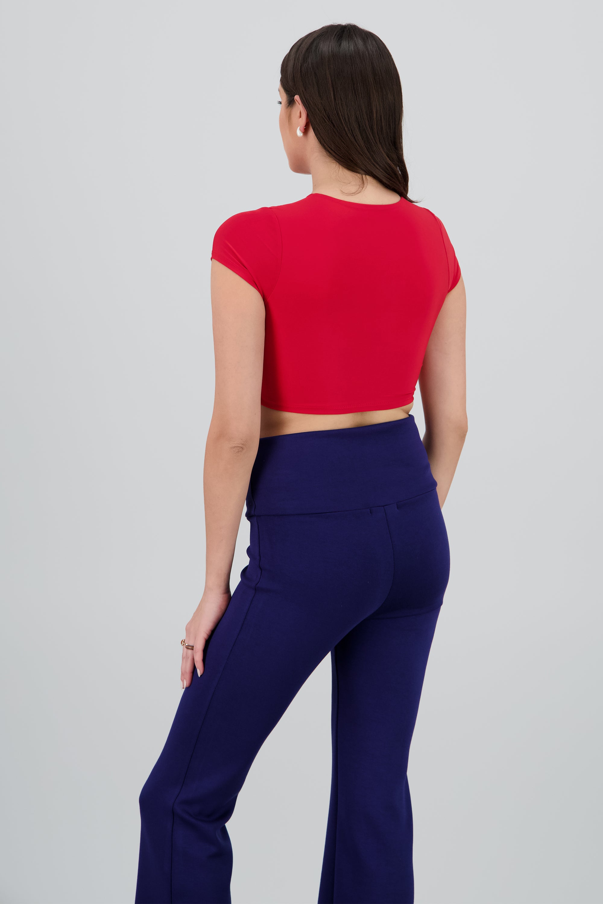 Top crop doble tela manga corta ROJO CEREZA
