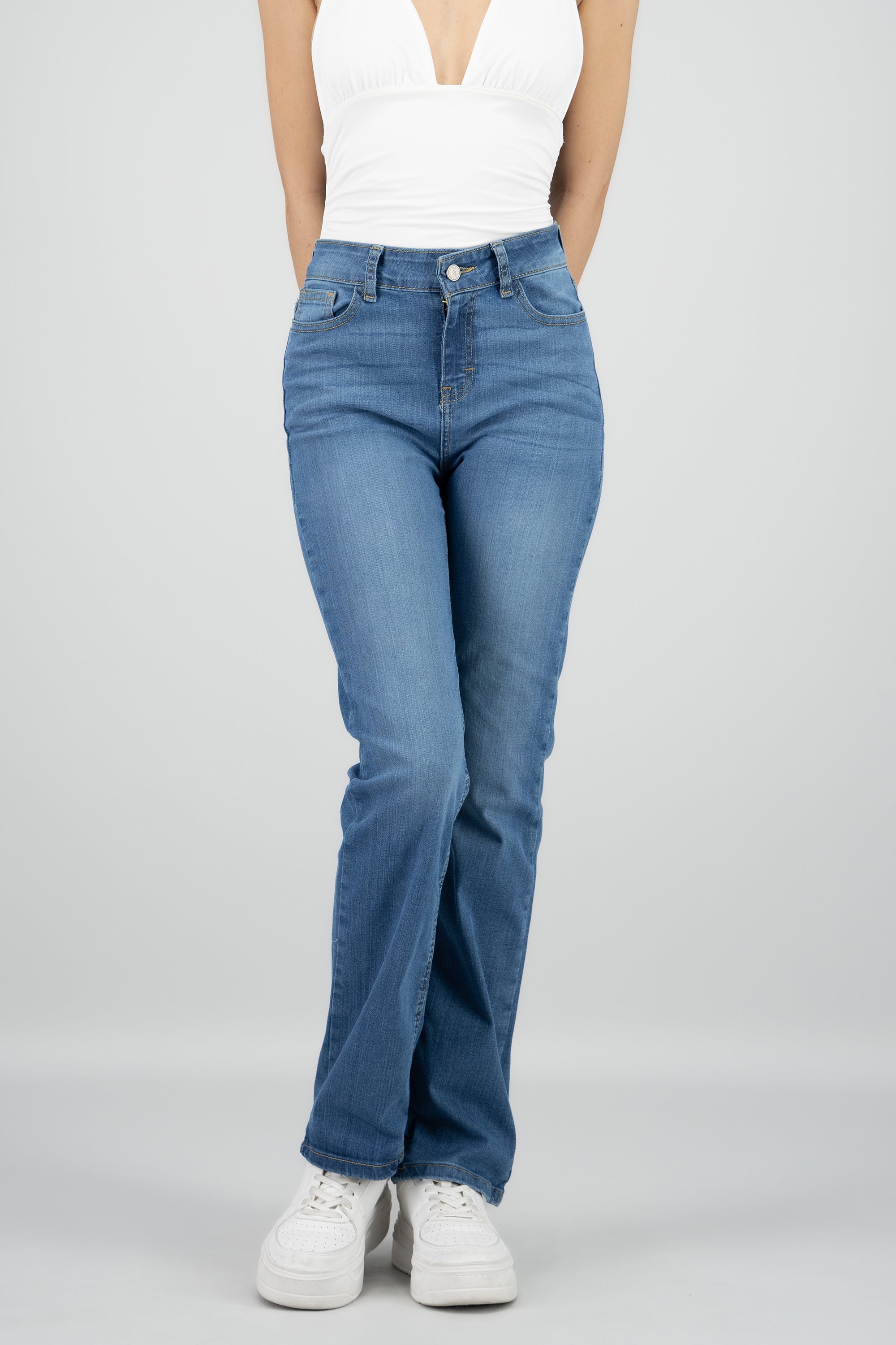Jeans straight mid rise MEDIUM WASH