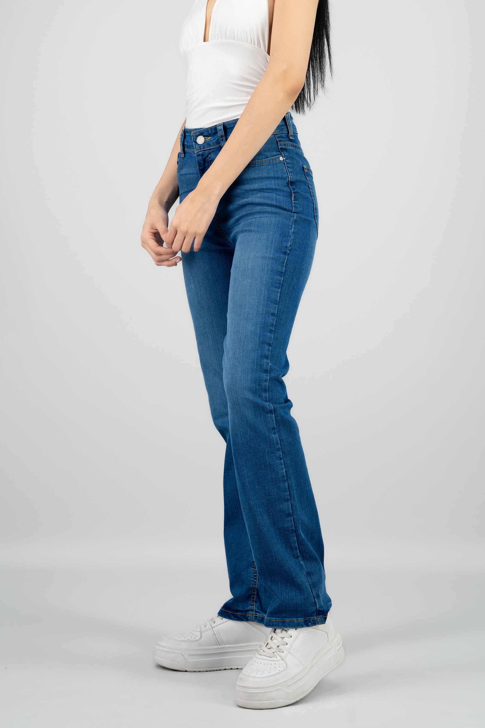 Jeans straight mid rise MEDIUM WASH