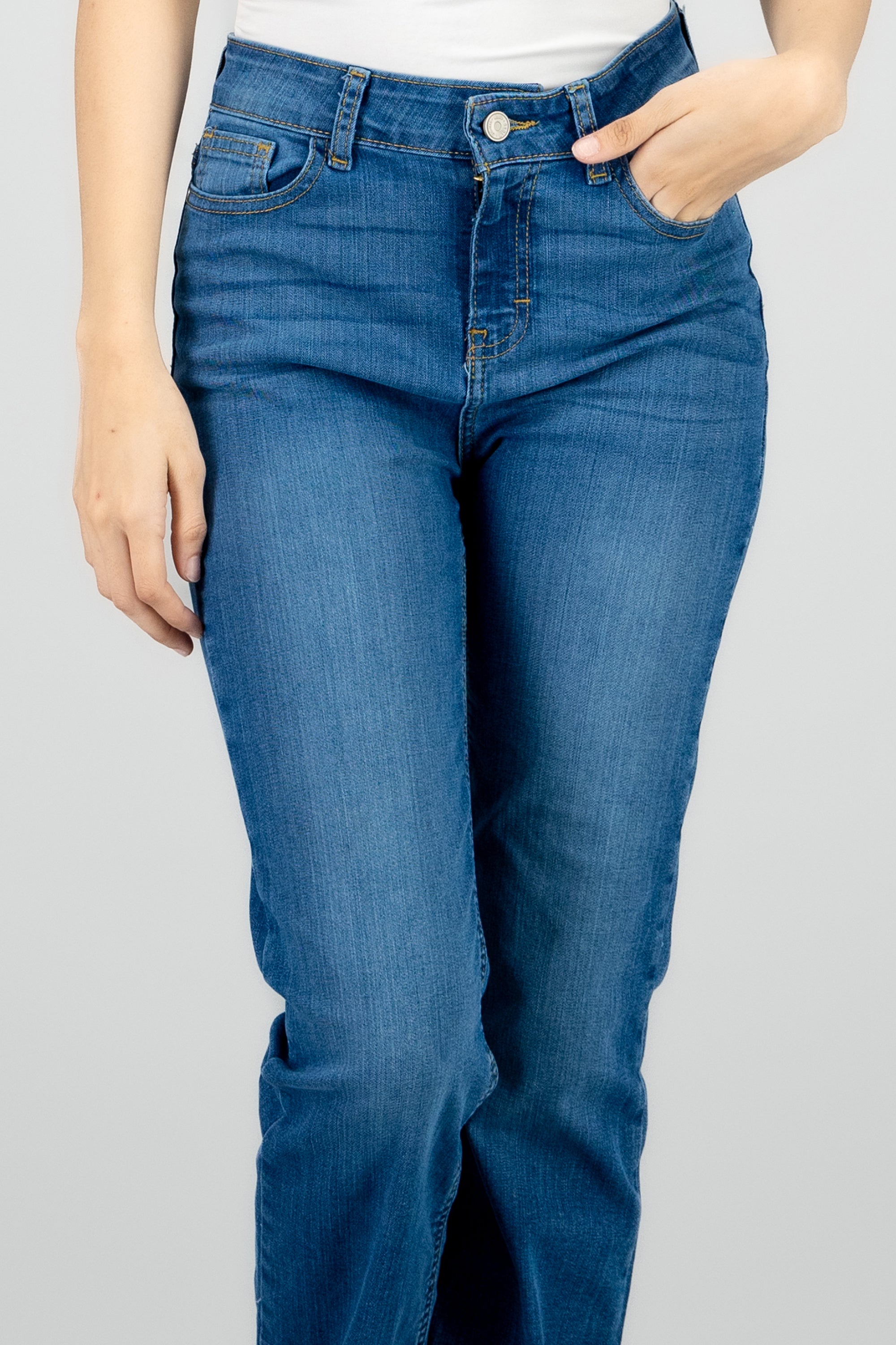 Jeans straight mid rise MEDIUM WASH