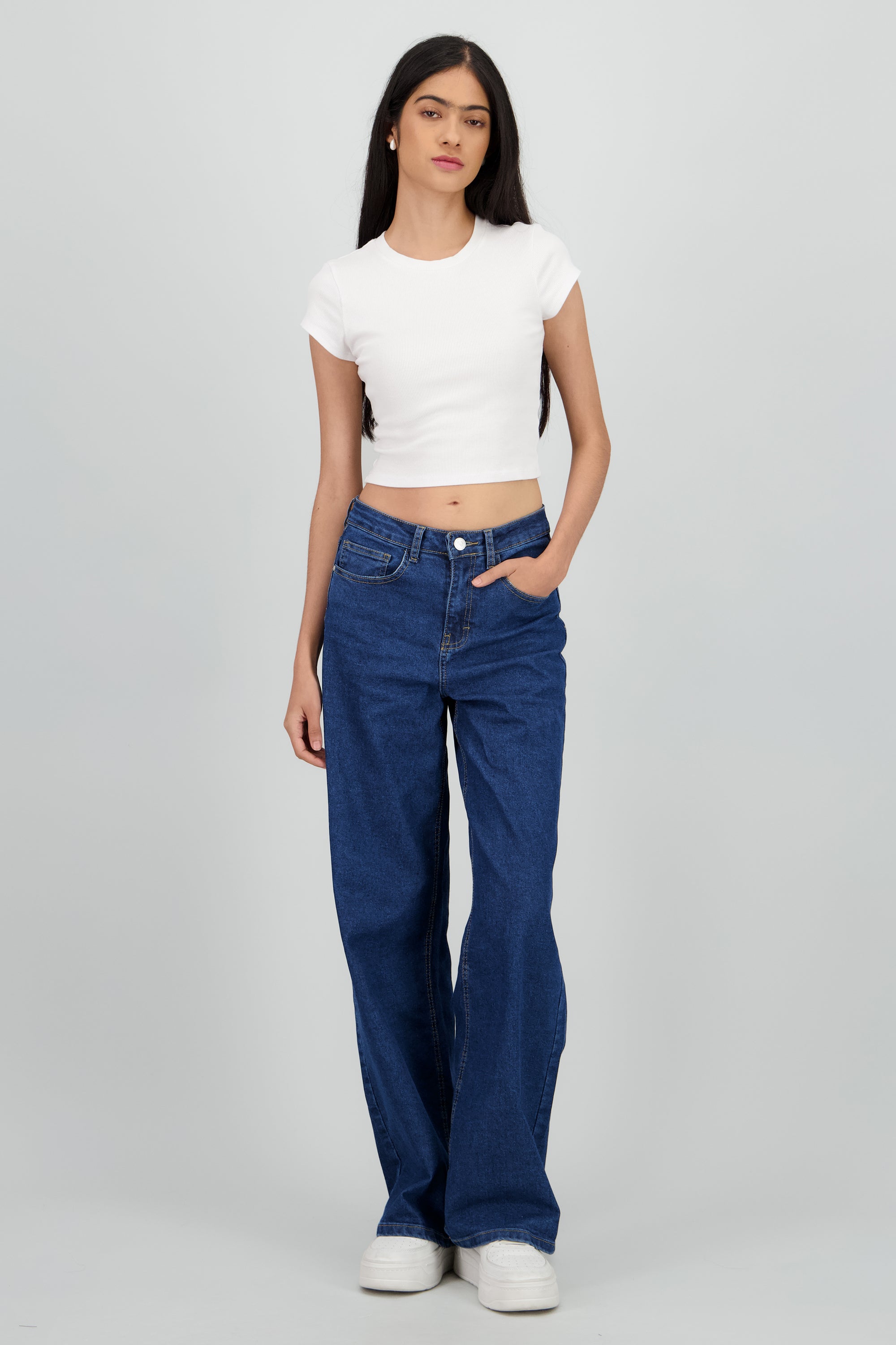 Jeans wide leg amplios DARK WASH