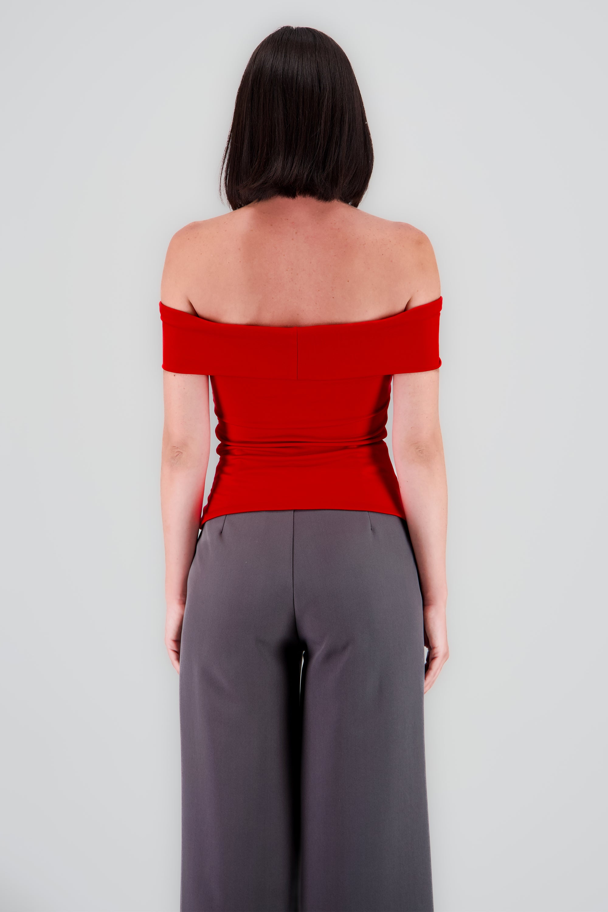 Top liso frunce ROJO