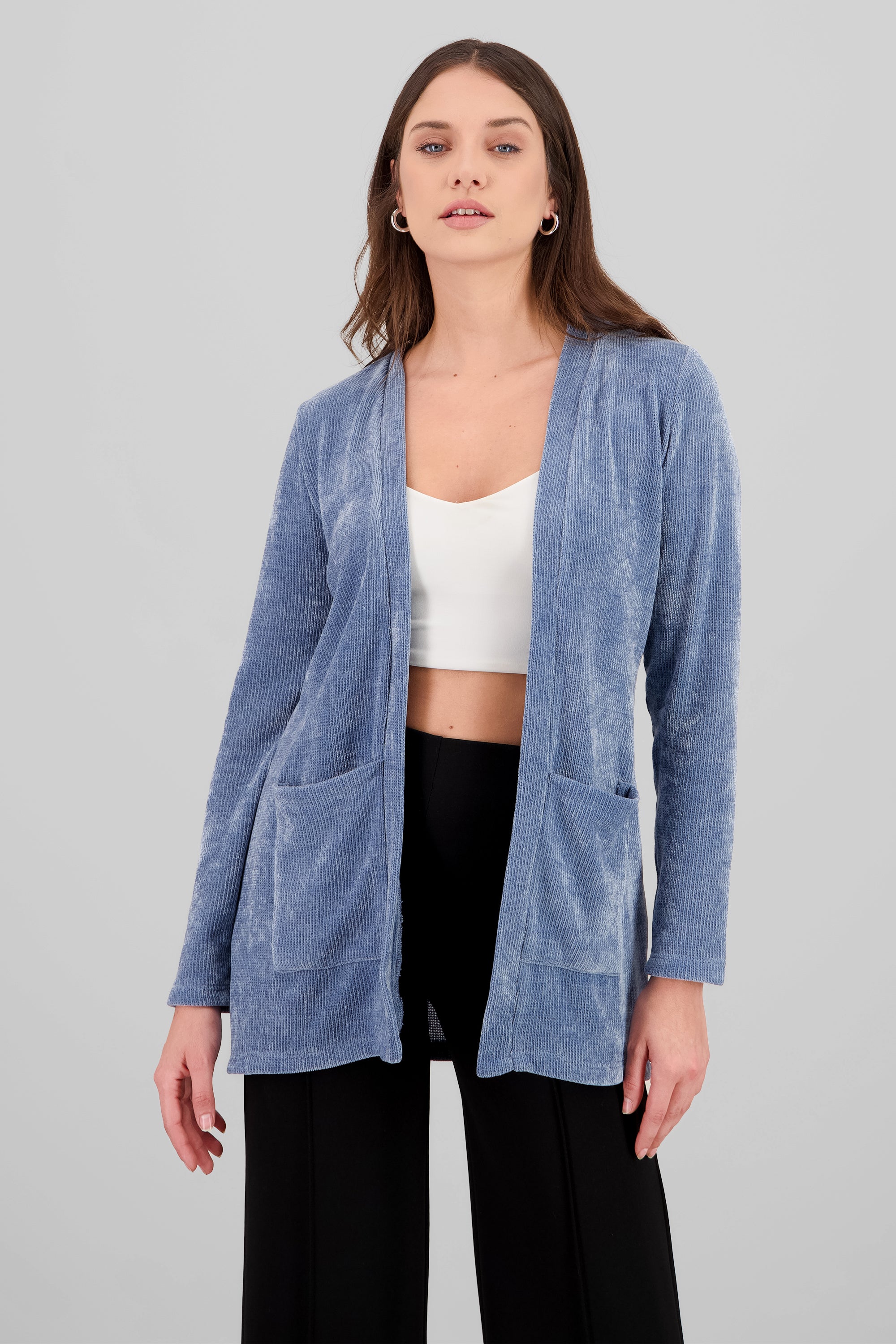 Cardigan bolsas detalle textura suave AZUL