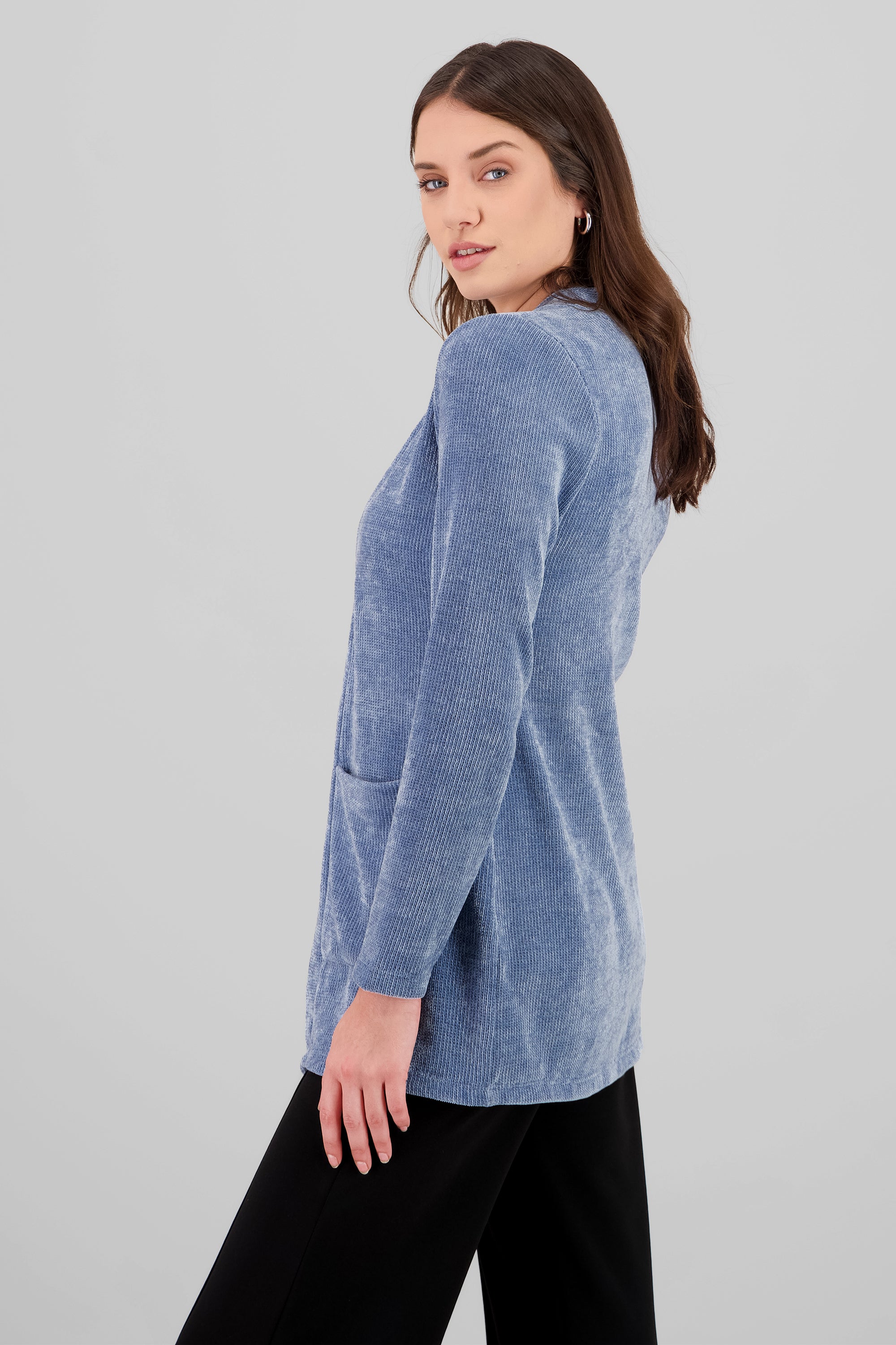 Cardigan bolsas detalle textura suave AZUL