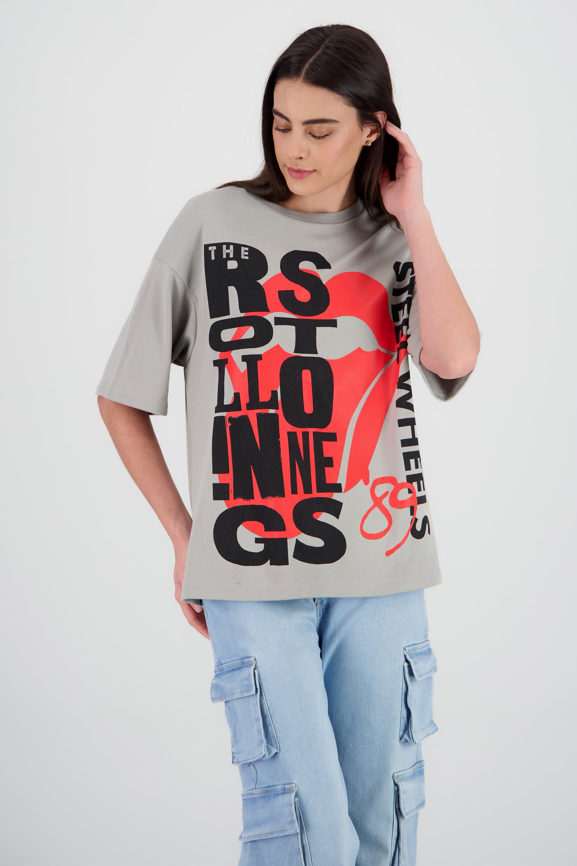 Playera Rolling Stones concierto '89 GRIS CLARO