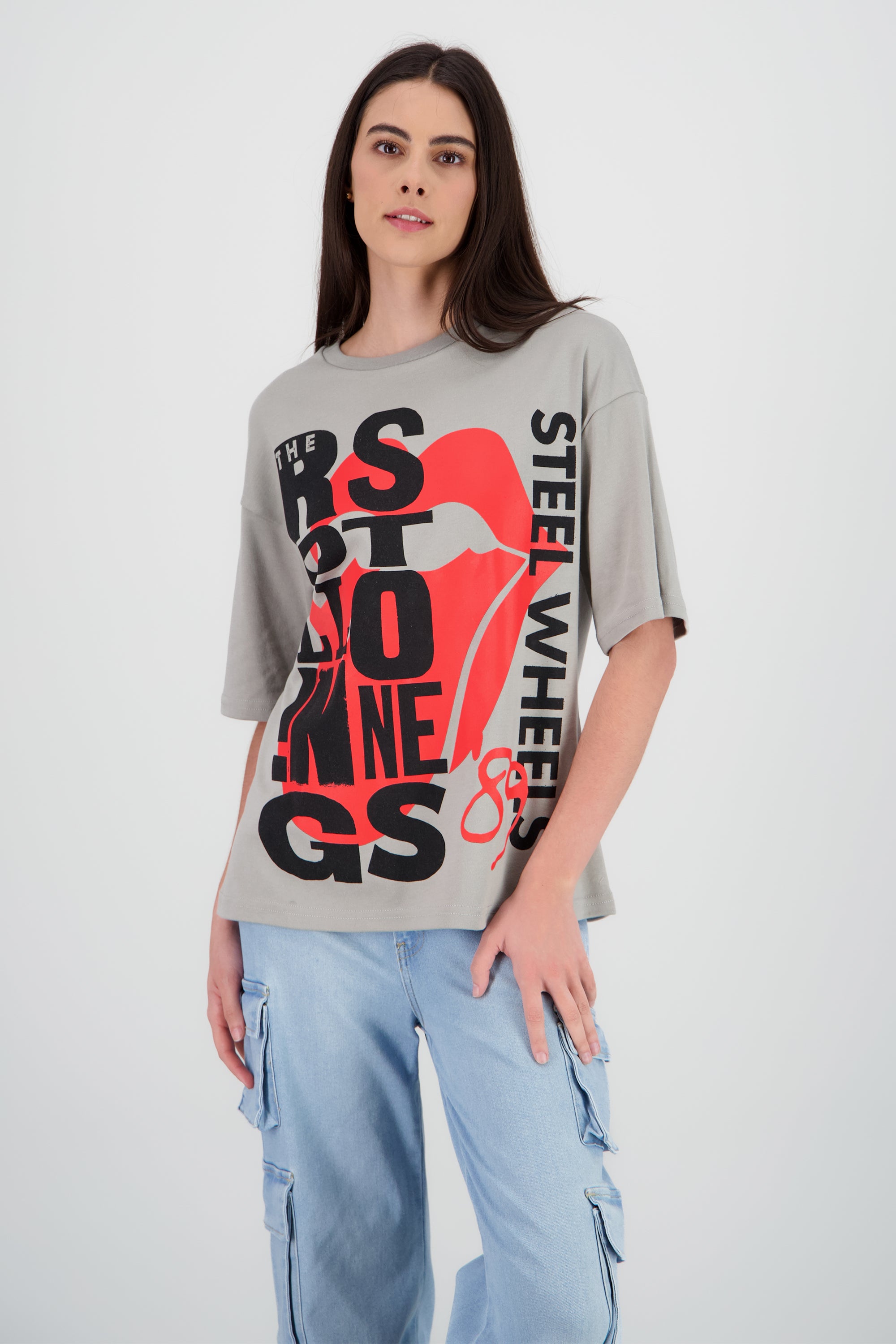 Playera Rolling Stones concierto '89 GRIS CLARO