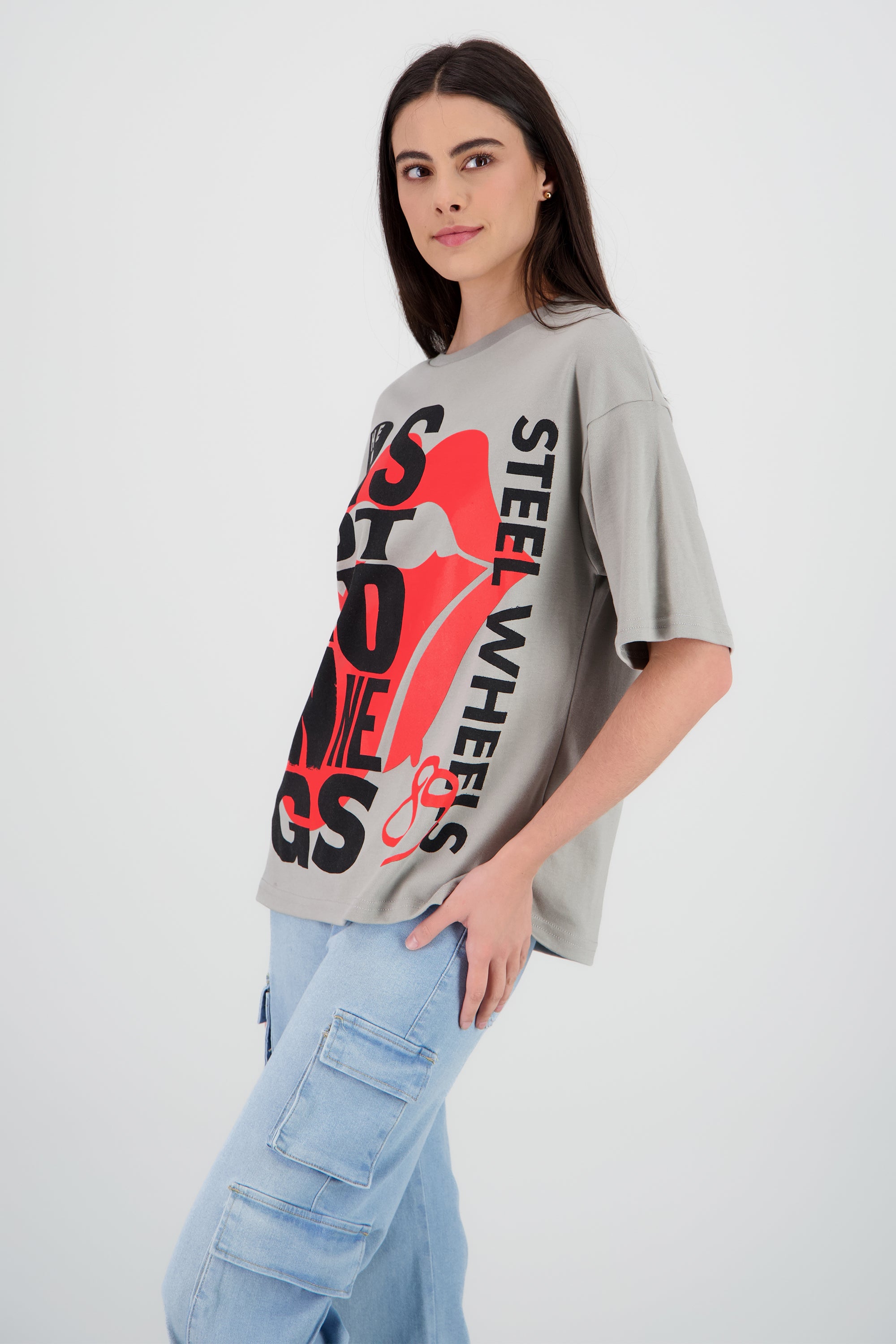 Playera Rolling Stones concierto '89 GRIS CLARO