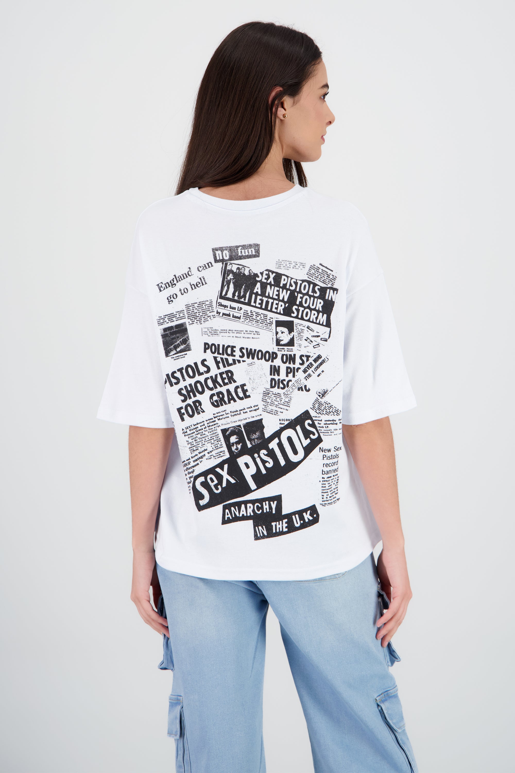 Playera estampado frente espalda Sex Pistols BLANCO