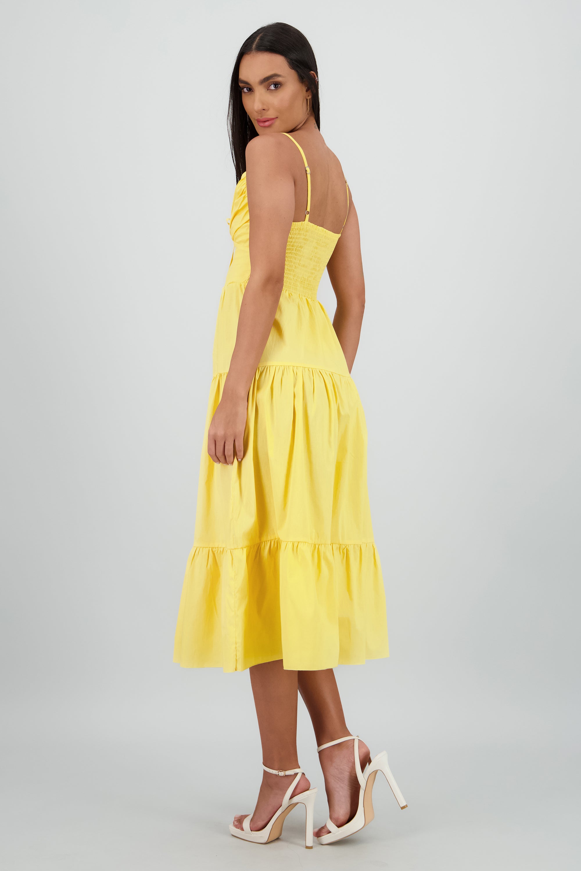 Vestido maxi tirantes olanes AMARILLO PASTEL