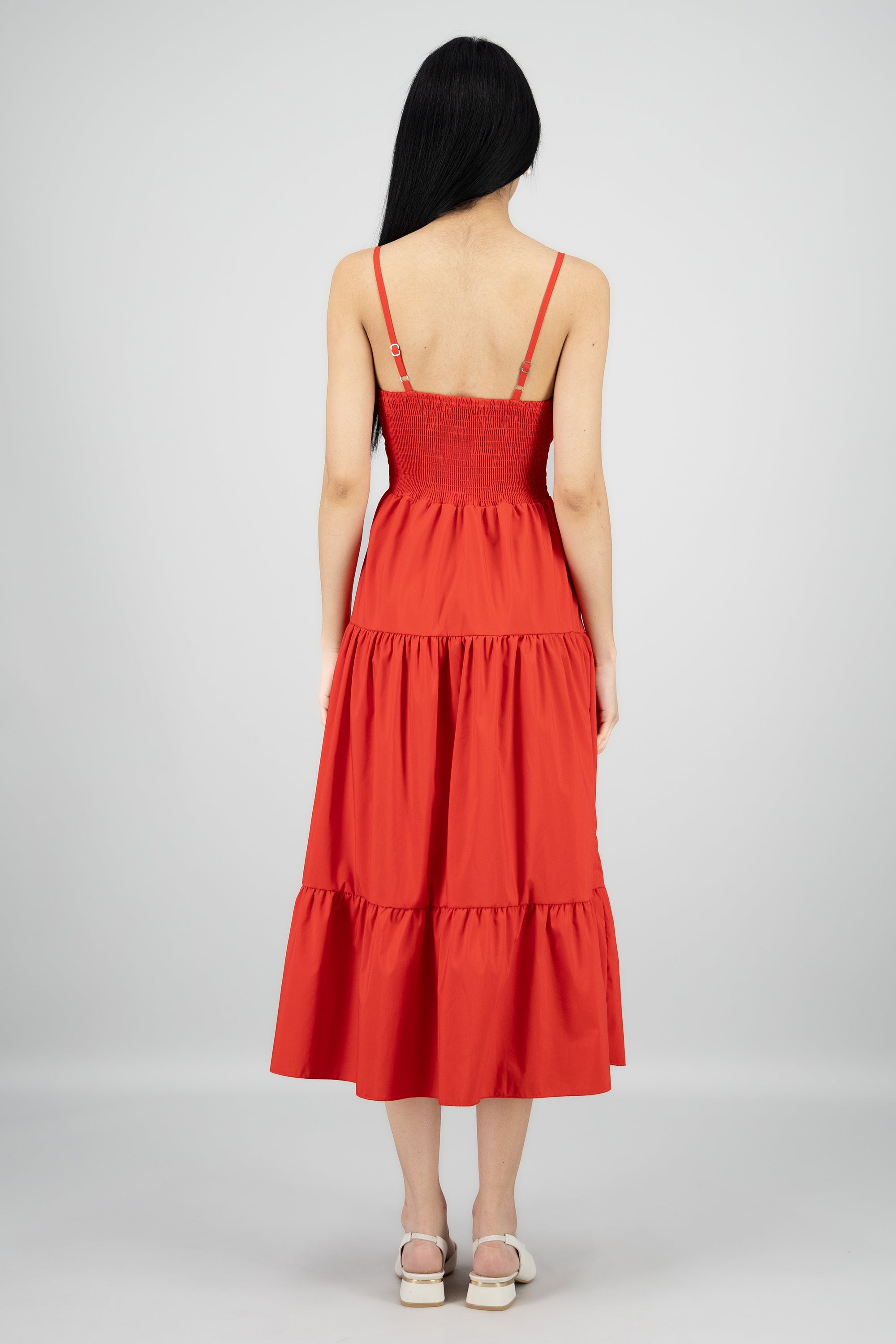 Vestido maxi tirantes olanes ROJO