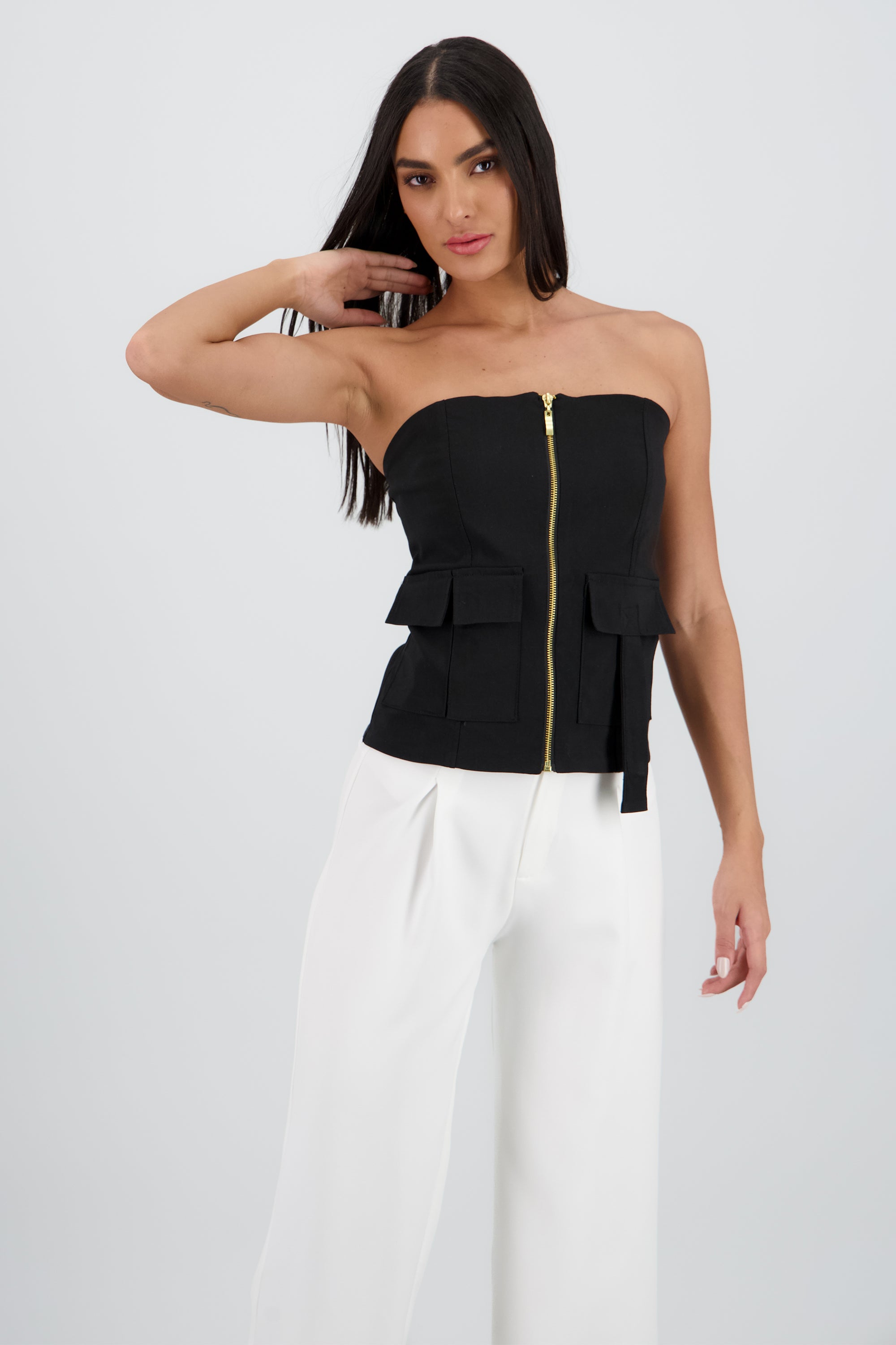 Top strapless cargo Hypsters NEGRO