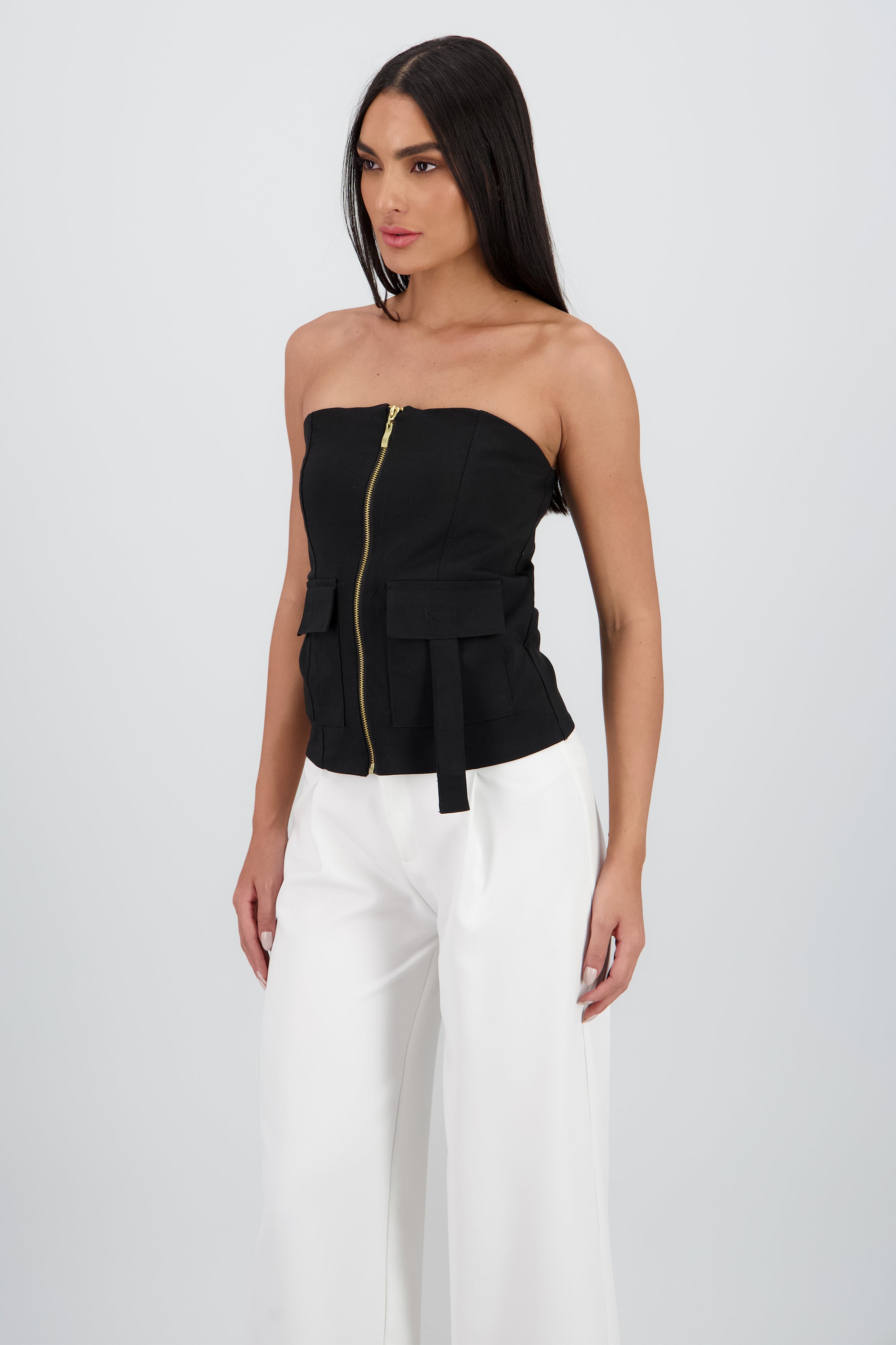 Top strapless cargo Hypsters NEGRO
