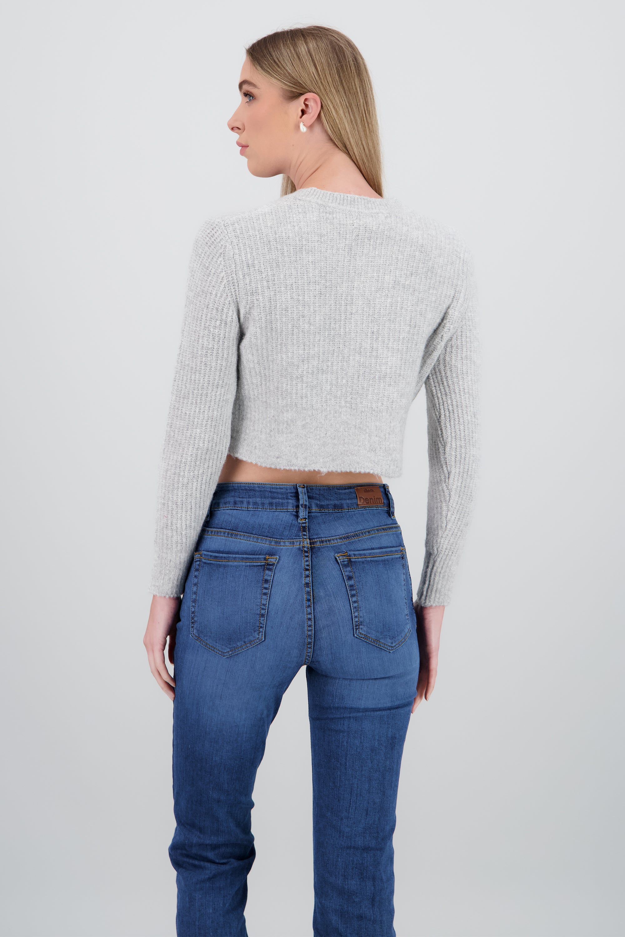 Cardigan corto tejido con detalle botones GRIS JASPE