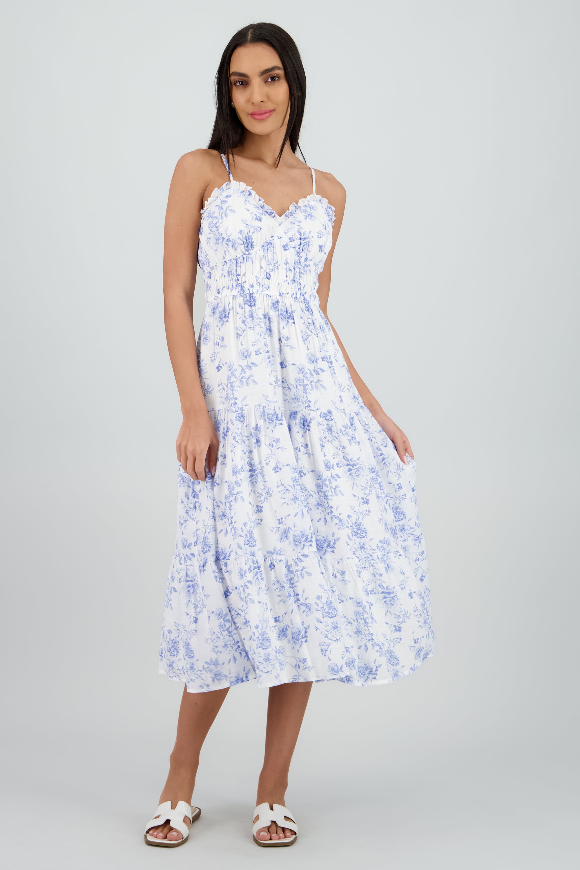 Vestido Maxi Detalle Floral AZUL