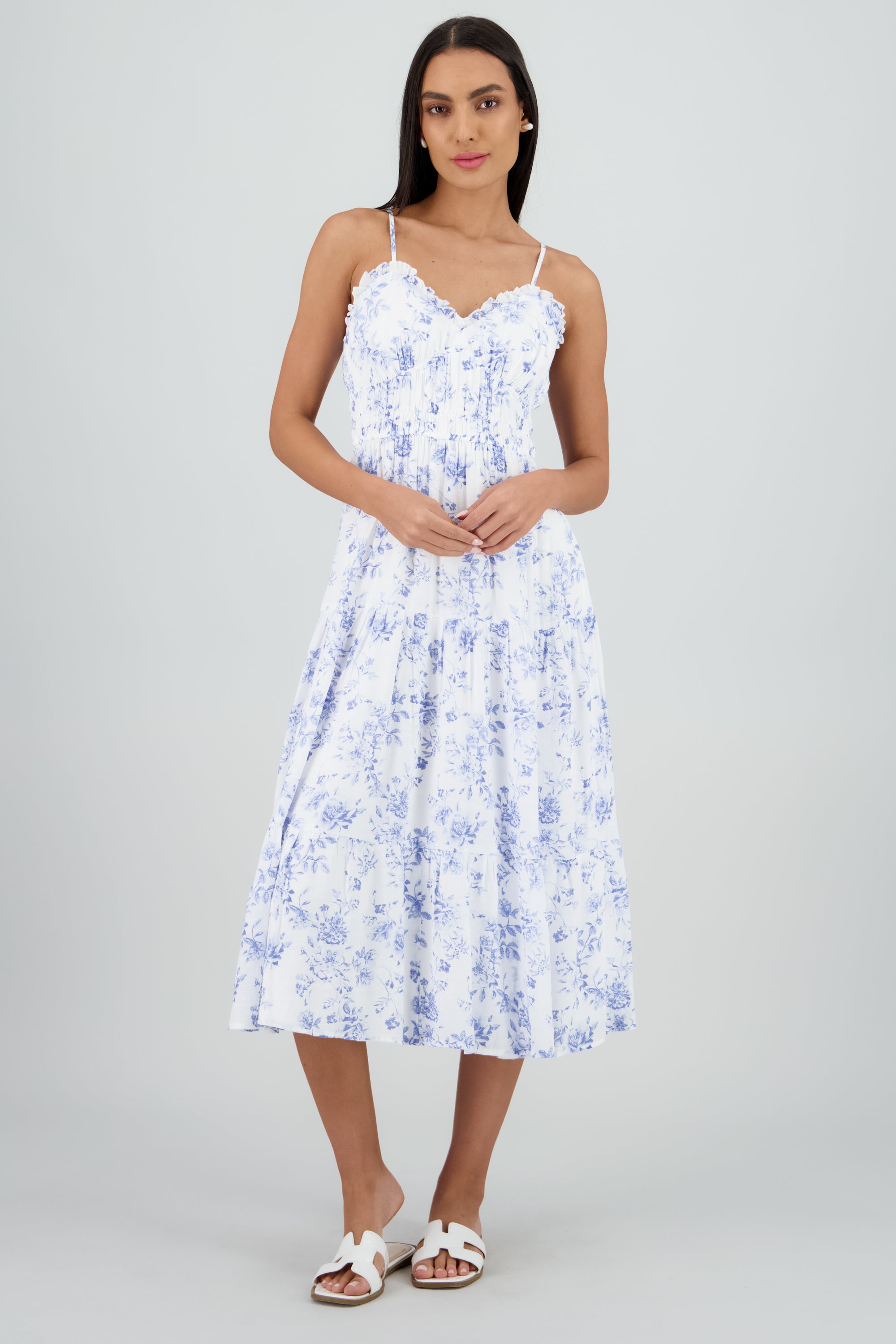 Vestido Maxi Detalle Floral AZUL