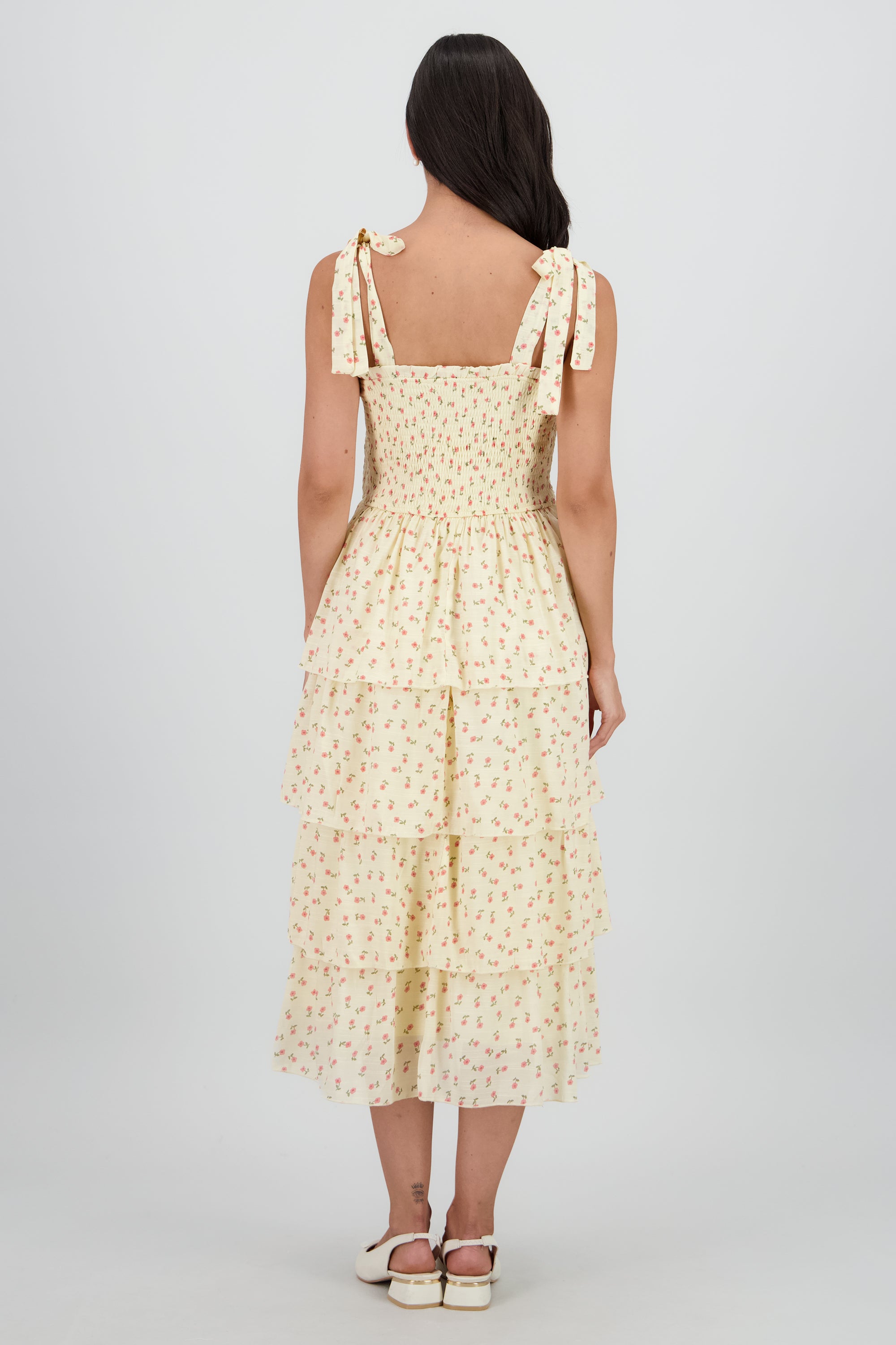 Vestido maxi capas flores AMARILLO COMBO