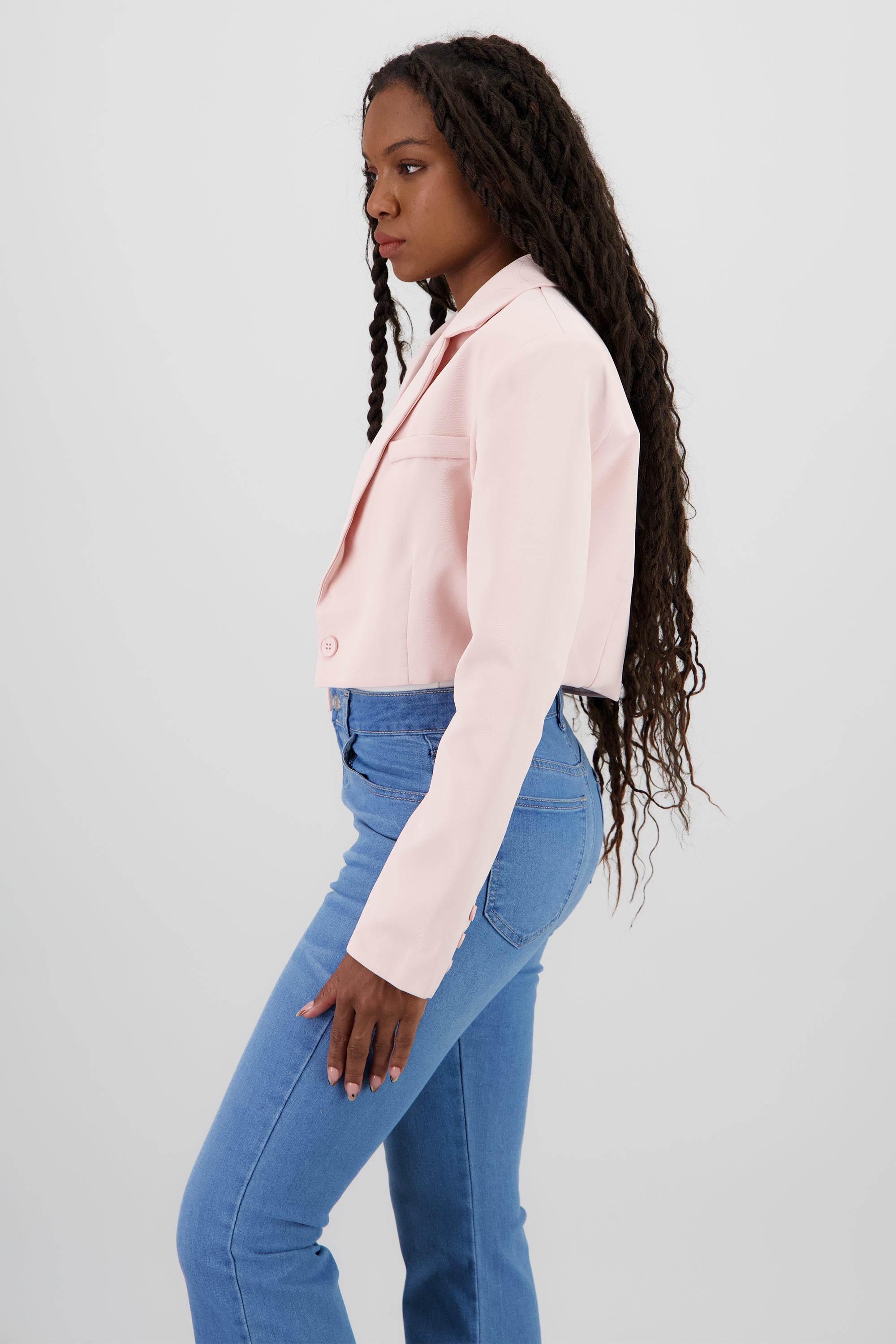 Blazer cropped liso ROSA PASTEL