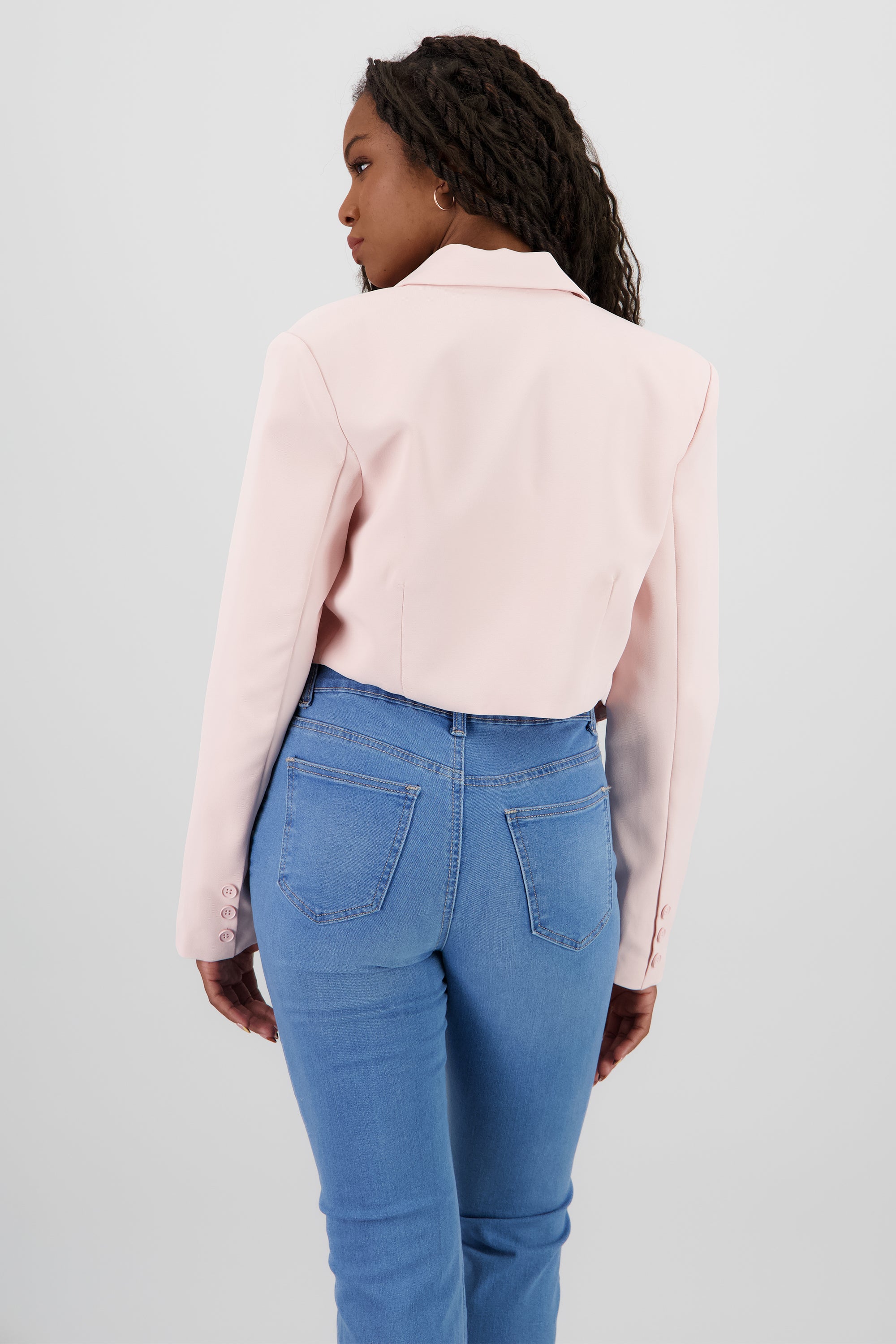 Blazer cropped liso ROSA PASTEL