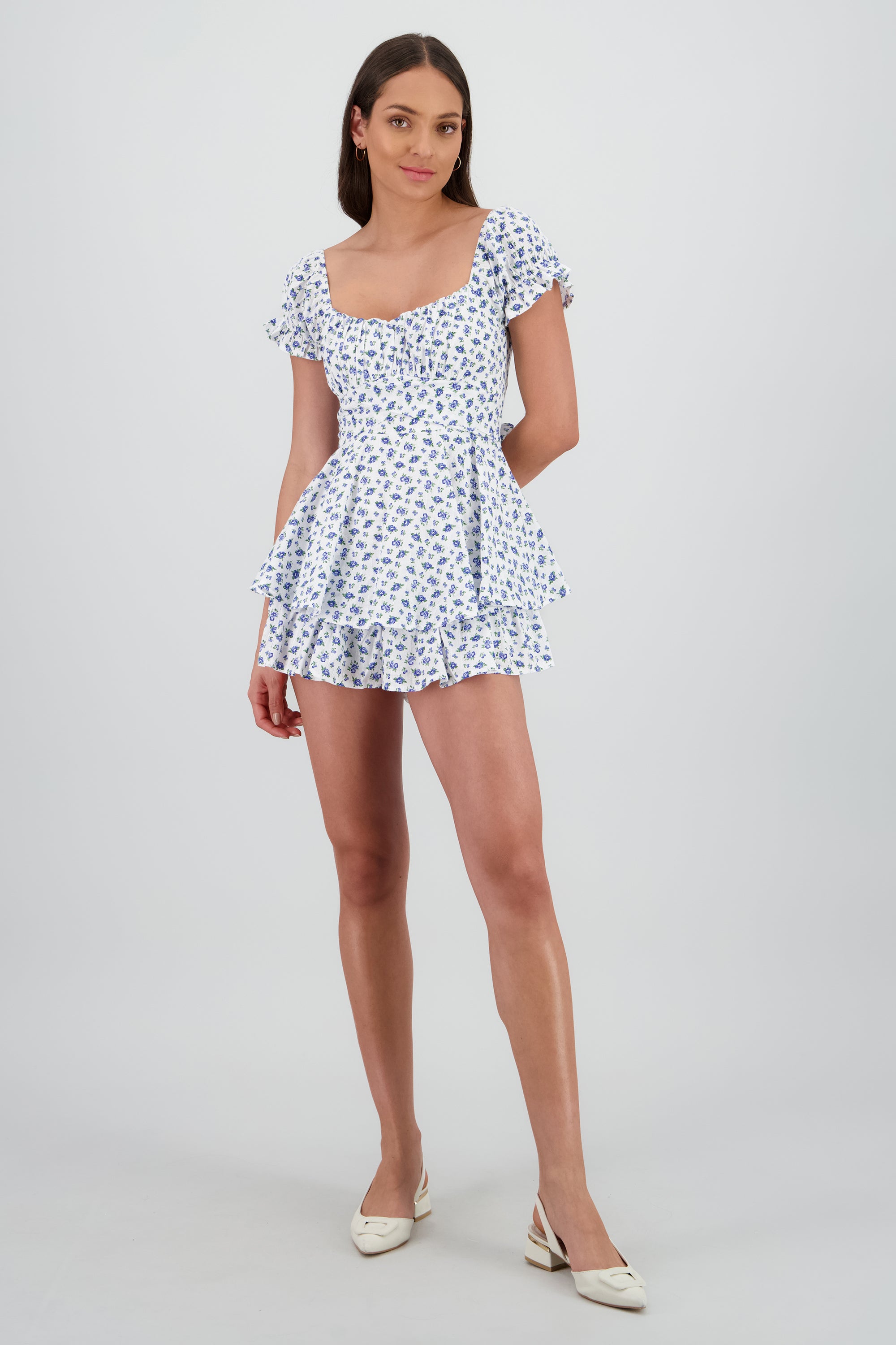 Romper olanes flores detalle bordados AZUL COMBO