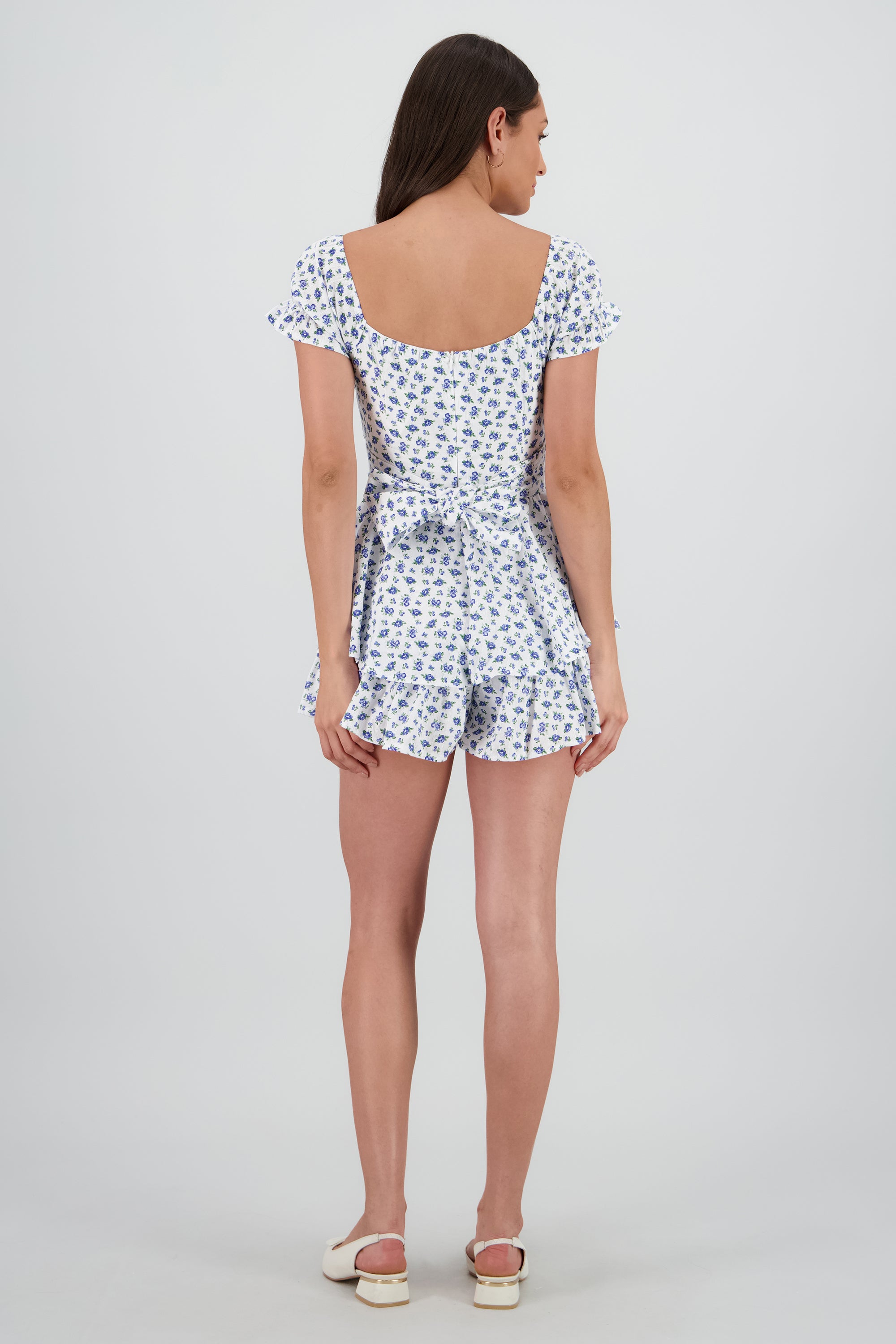 Romper olanes flores detalle bordados AZUL COMBO