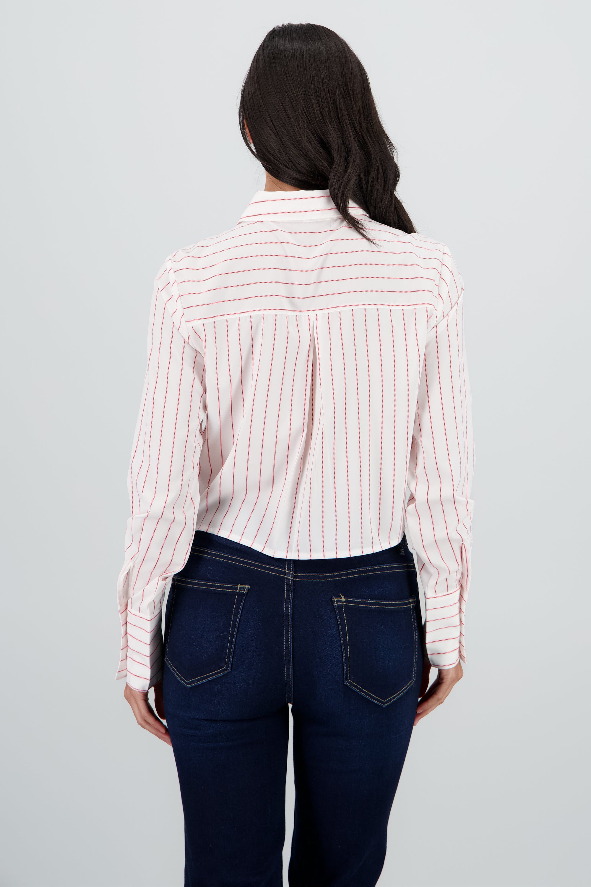 Camisa crop manga larga rayas ROJO COMBO