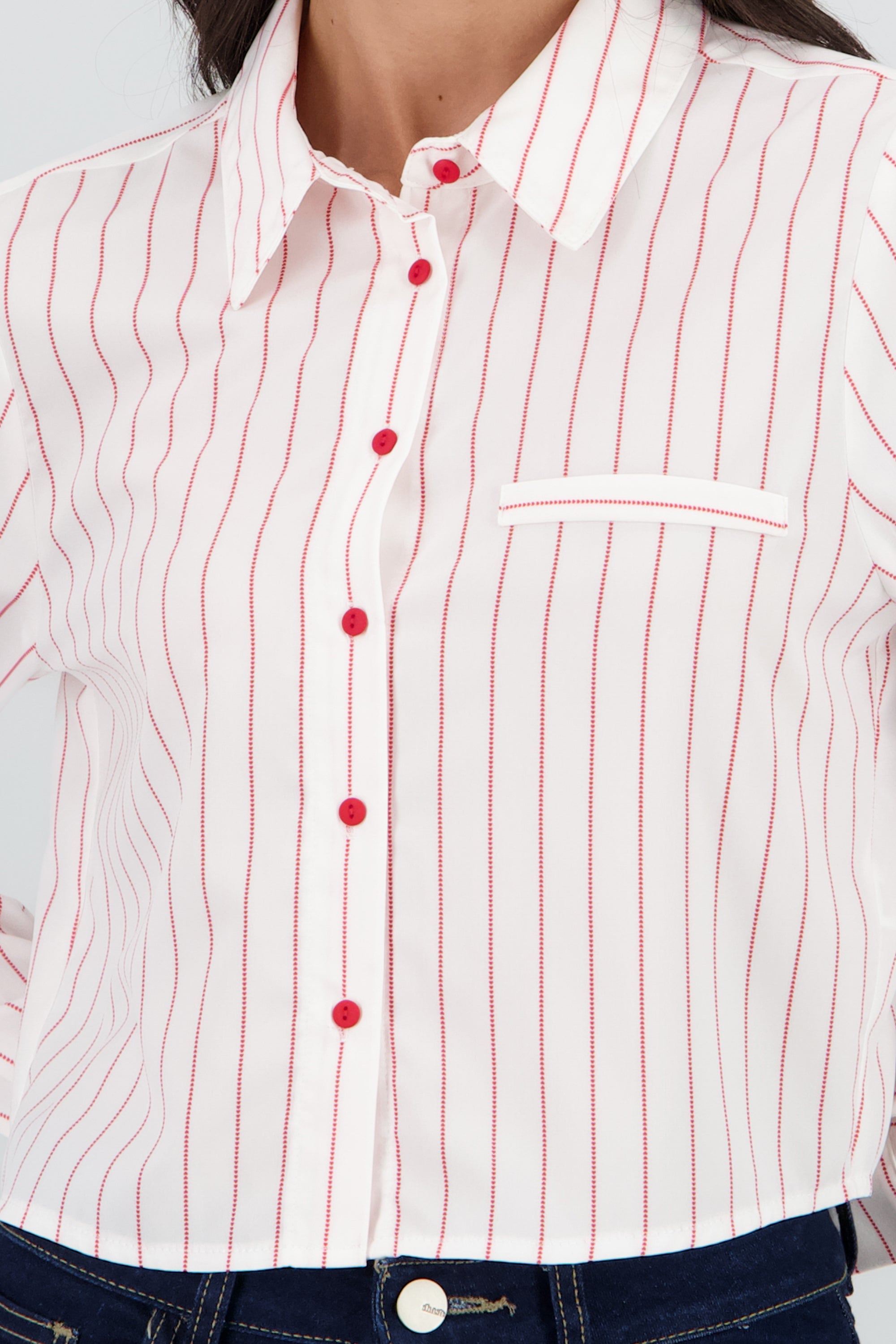 Camisa crop manga larga rayas ROJO COMBO