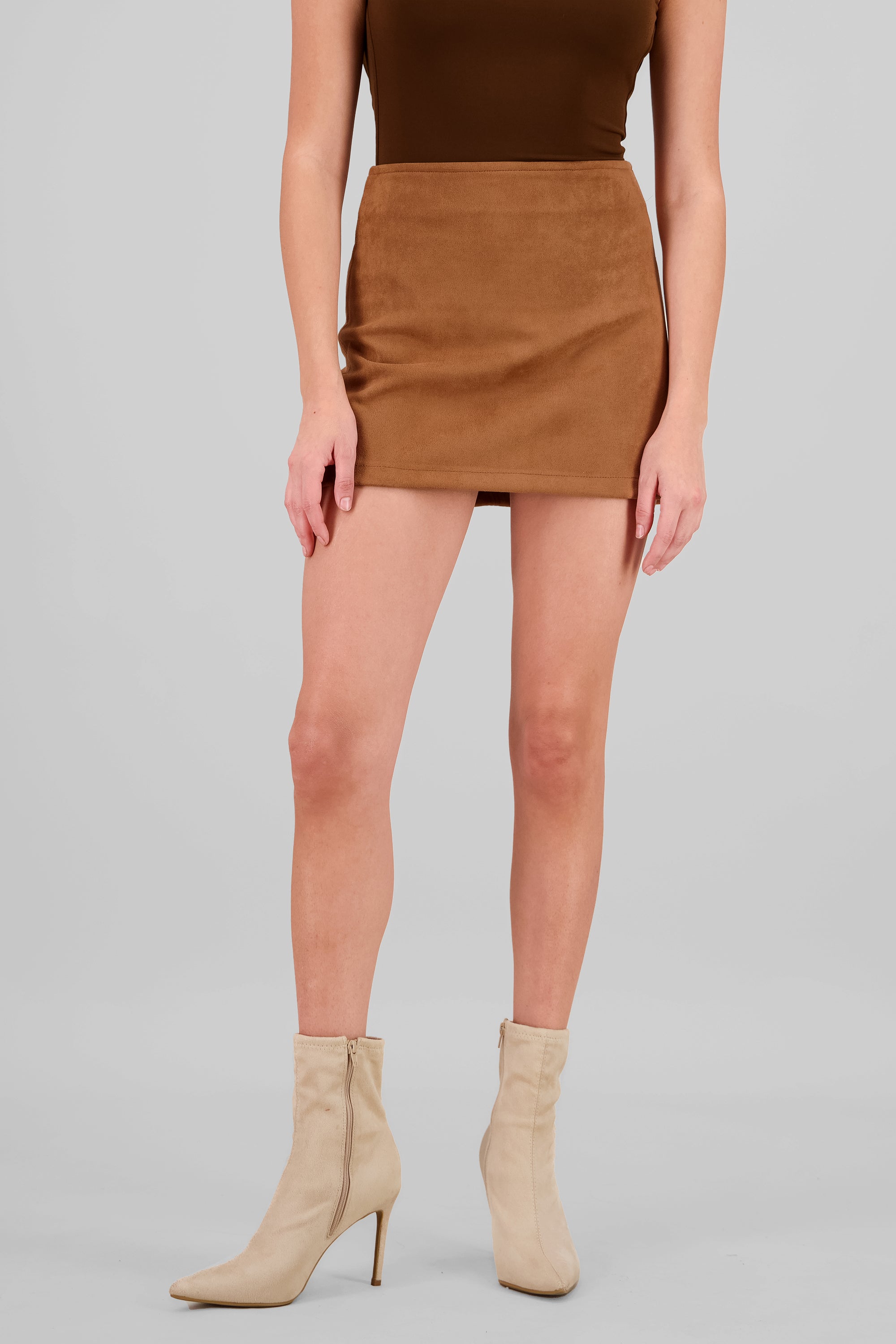Falda mini suede lisa CAMELLO