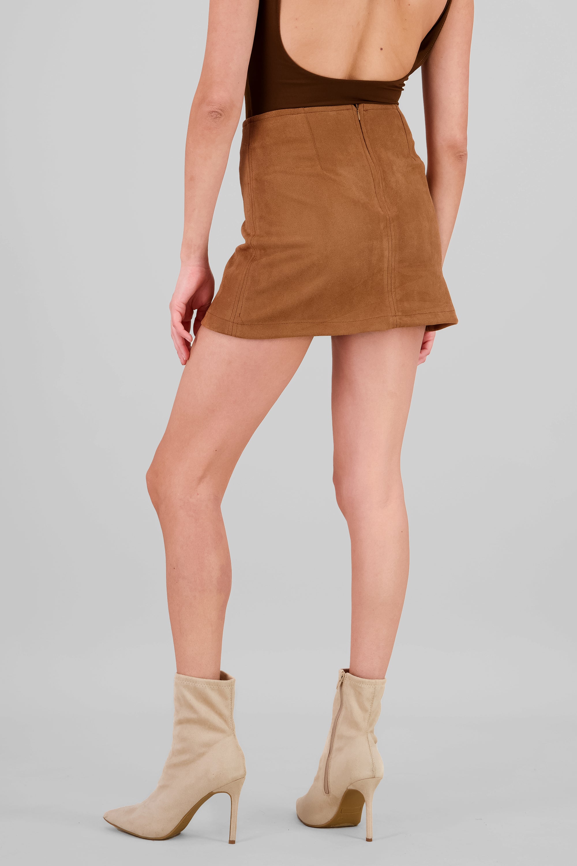 Falda mini suede lisa CAMELLO