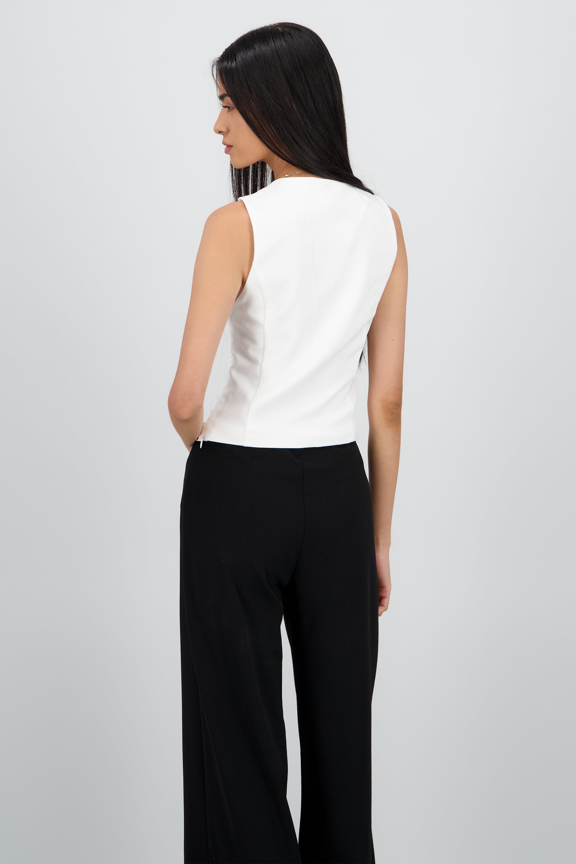 Blusa sin mangas con moños BLANCO