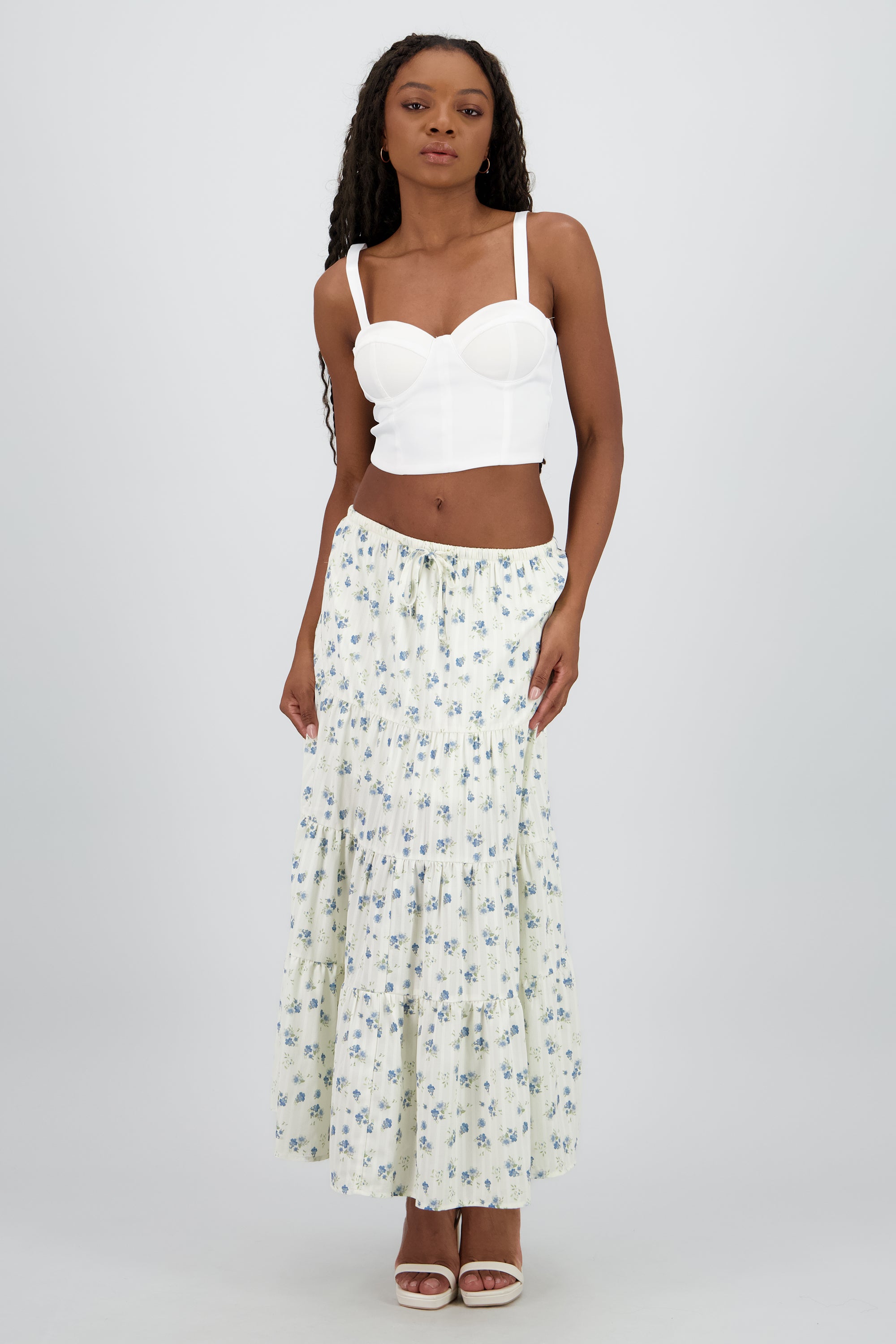 Falda maxi flores AZUL COMBO