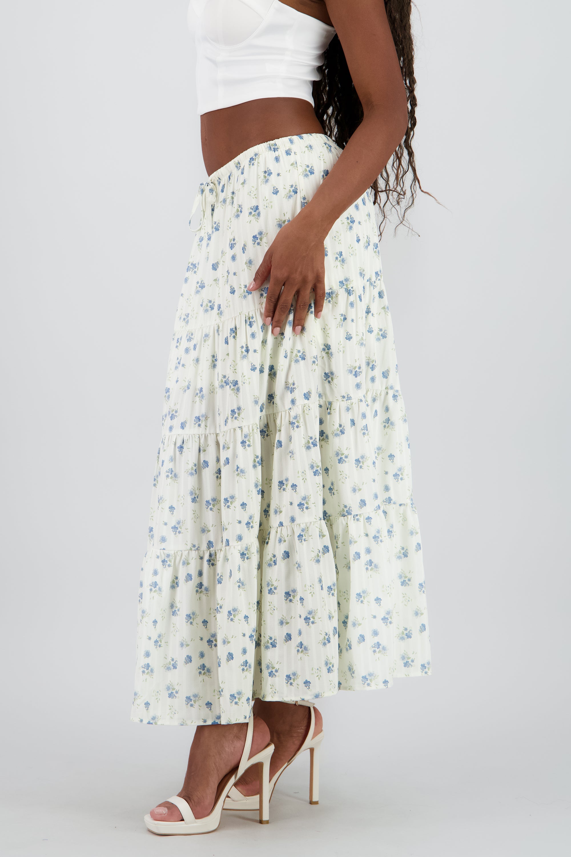 Falda maxi flores AZUL COMBO